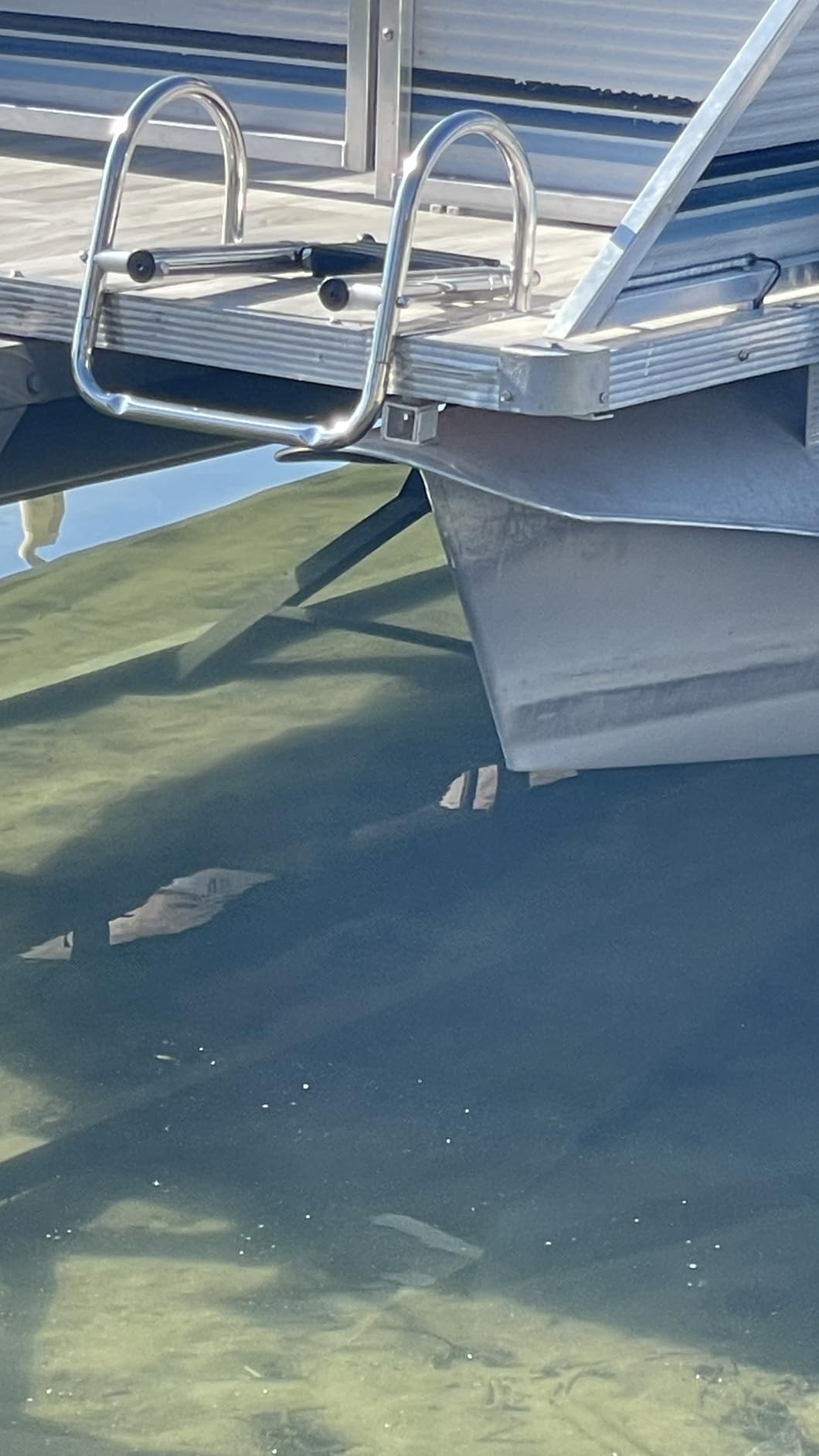 Pontoon Boat Ladder, Stainless Steel Folding Telescoping Rear Entry Inboard Ladder Heavy Duty Custom Swim Deck Ladder with More Wider Pedal and Handrails (4 Steps Ladder) customer photo 1