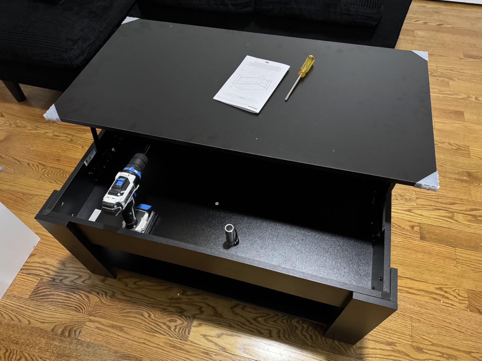 Yaheetech Lift Top Coffee Table with Hidden Storage & Shelf, Espresso,38.6