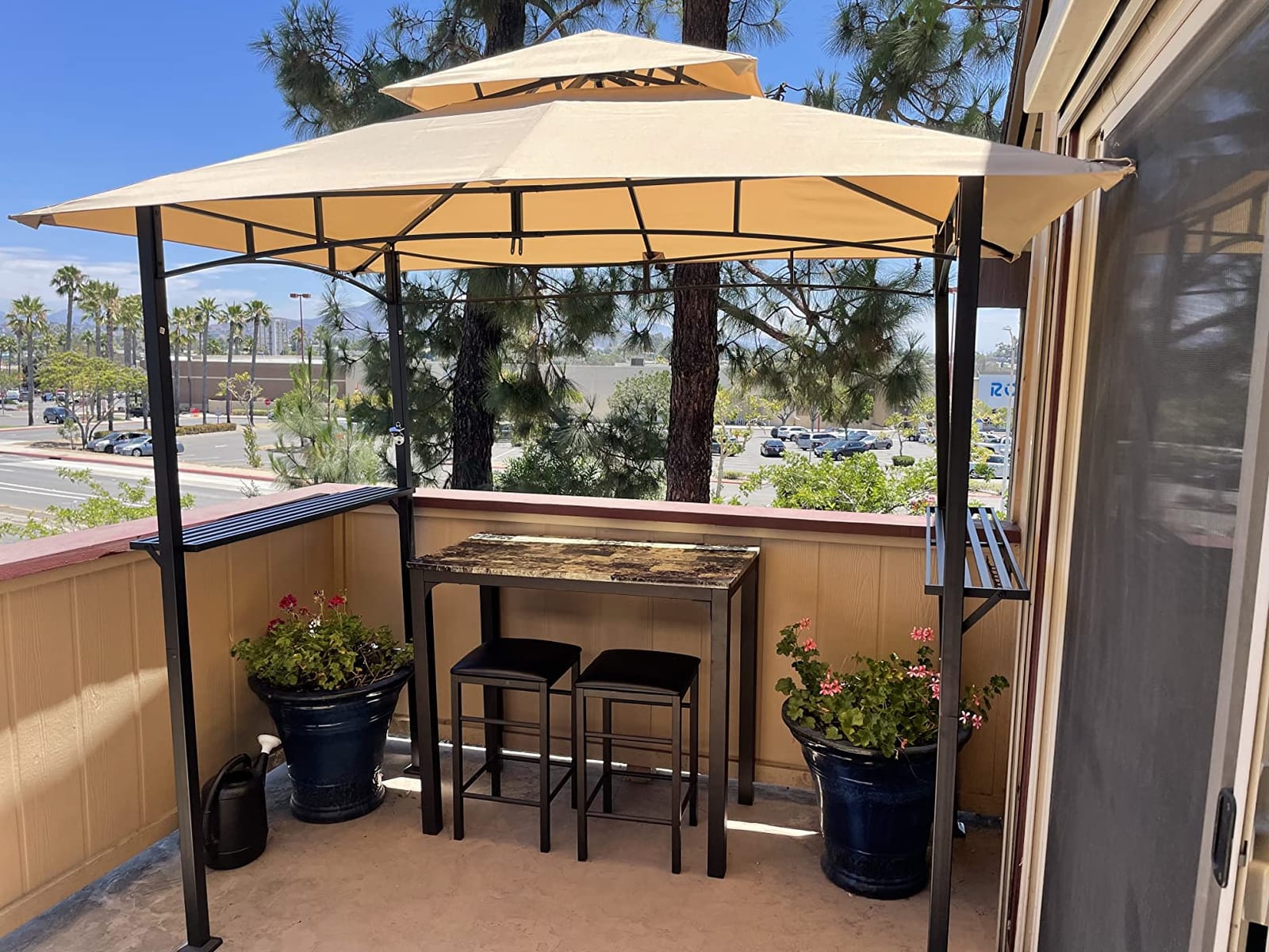 AECOJOY 8' x 5' Outdoor Grill Gazebo, 2-Tier BBQ Gazebo Canopy, Beige customer photo 1