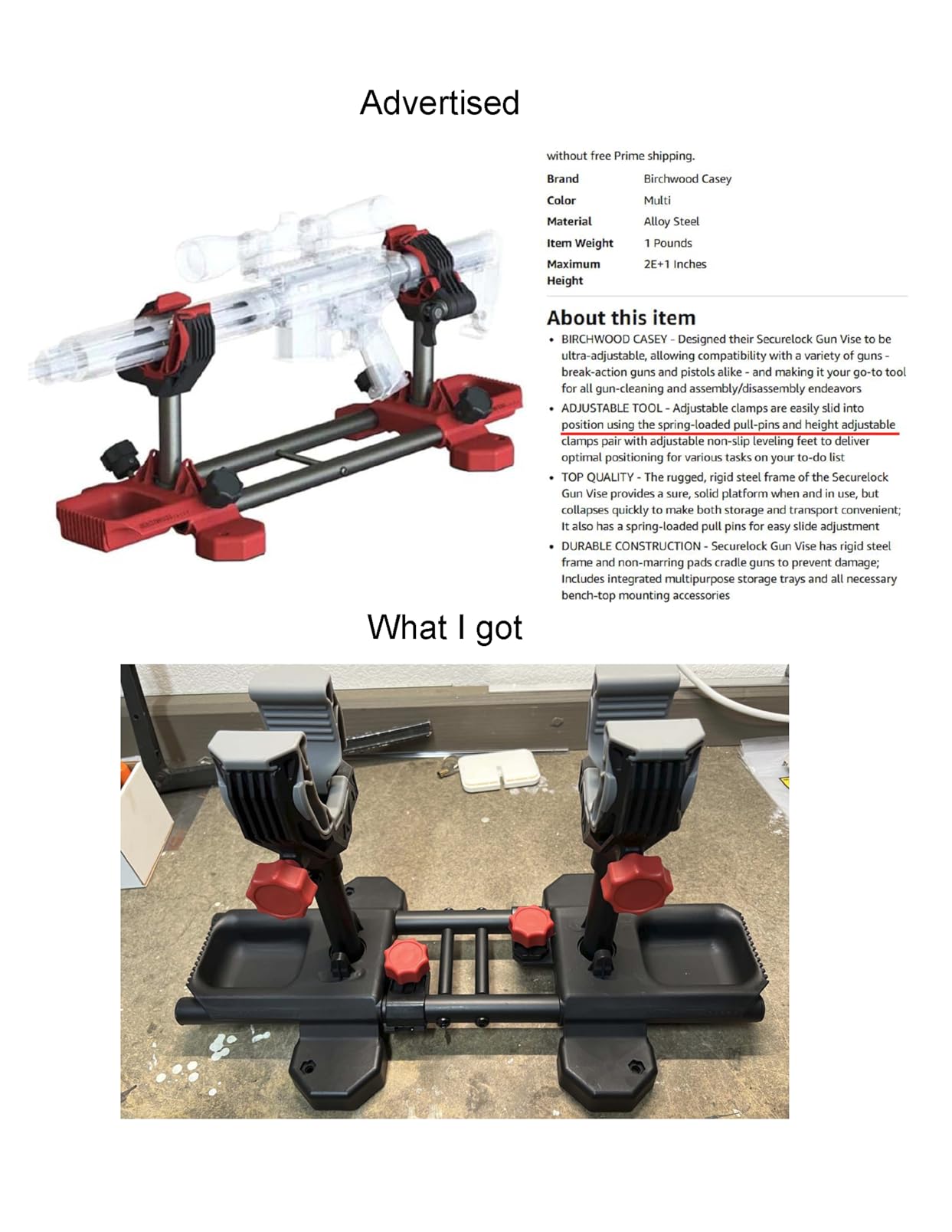 Birchwood Casey Securelock Adjustable Gun Vise with Steel Frame, Non-Slip Leveling Feet and Top Mounting Provisions customer photo 1