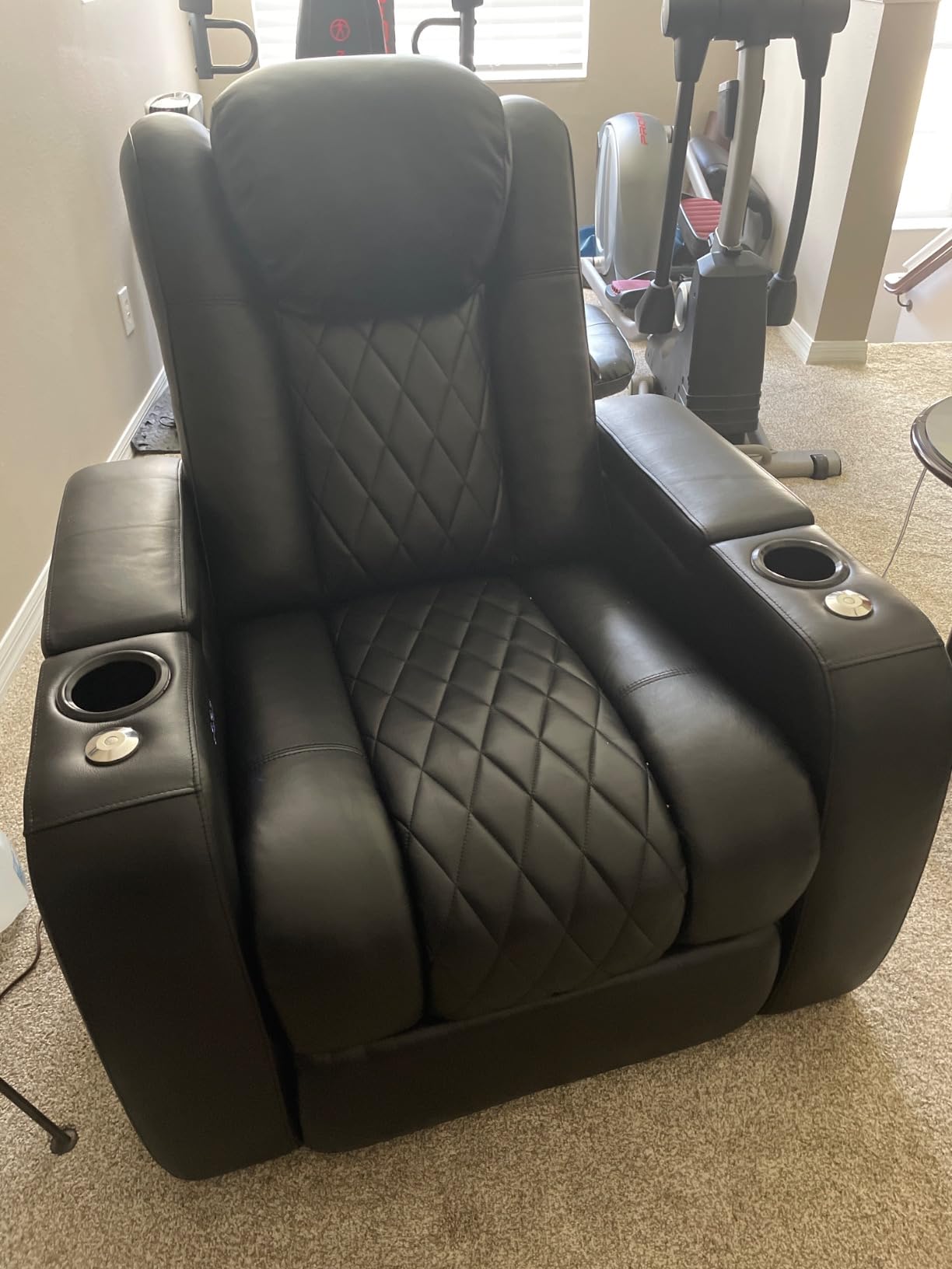 Valencia Tuscany Home Theater Seat - Nappa Leather Power Recliner with Cool Gel Memory Foam, USB-C/A Charging, RGB LED Lights, Adjustable Lumbar & Headrest (Single Recliner,Black) customer photo 1