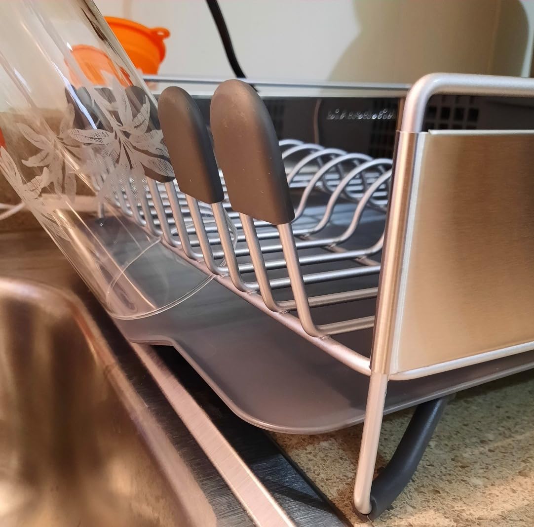 KitchenAid Compact, Space Saving Rust Resistant Dish Rack with Removable Flatware Caddy and Angled Self Draining Drainboard, 16.06-Inch, Black customer photo 2