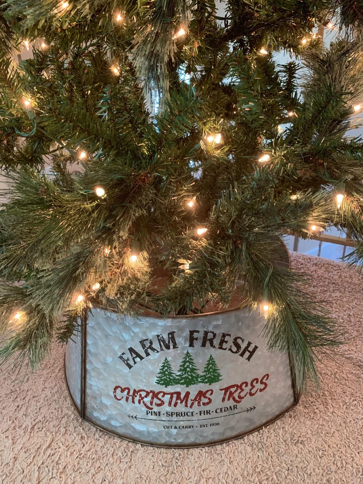 Galvanized Christmas Tree Collar - Large to Small Christmas Tree Base Cover. Adjustable Metal Skirt, Christmas Decor (Original, Super Oversize) customer photo 2