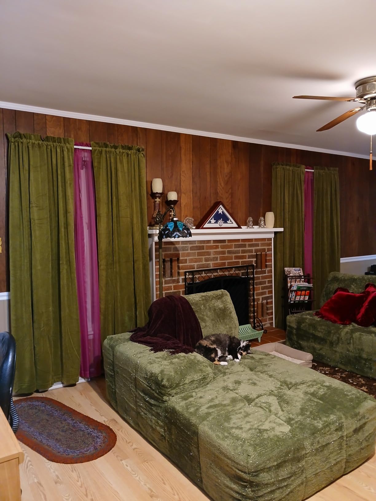 RYB HOME Green Velvet Blackout Curtains 84 inches for Bedroom Living Room customer photo 2