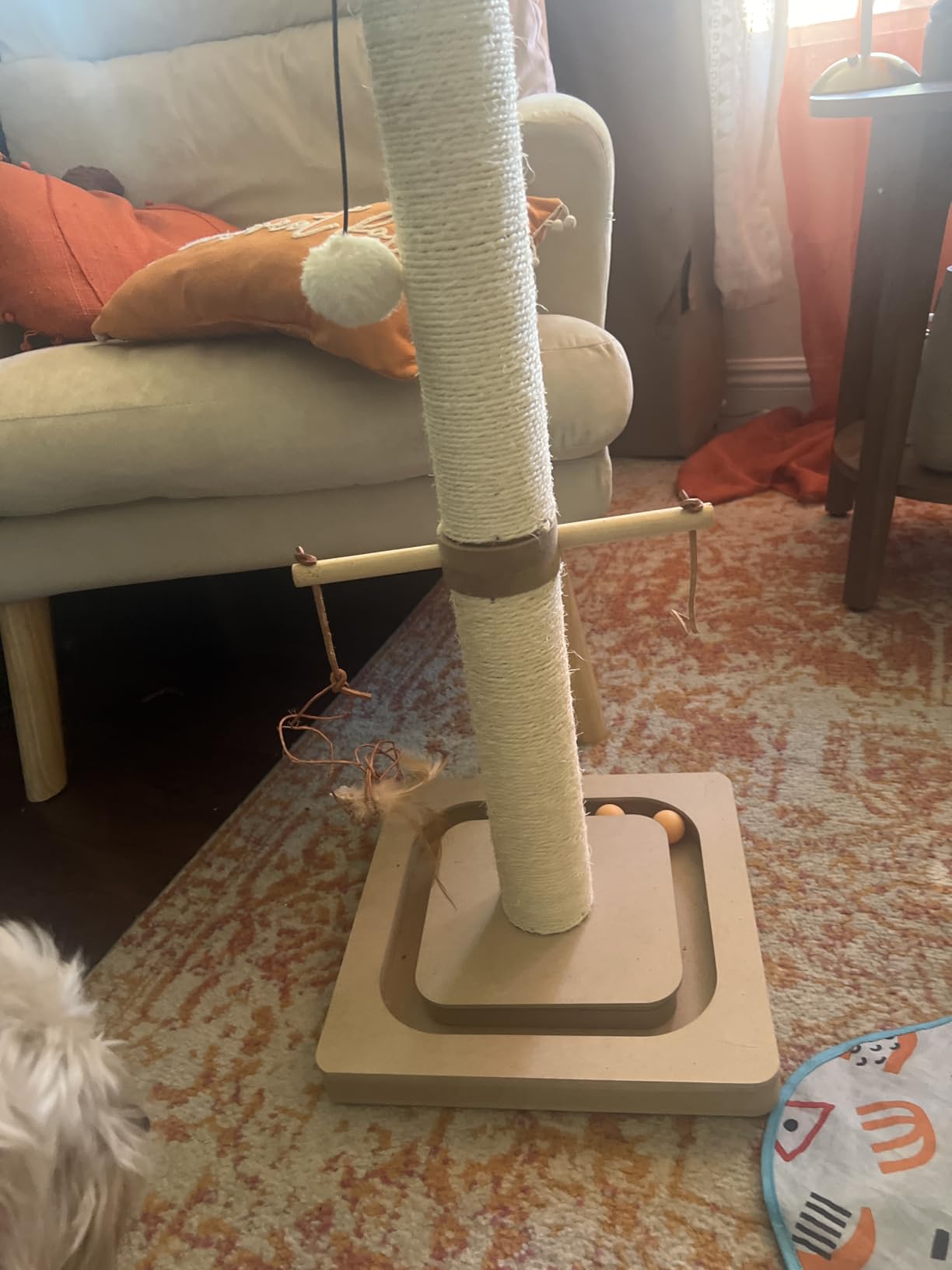 PEEKAB Cat Scratching Post Sisal Scratch Posts for Indoor Kittens and Cats,with Interactive Tracking Toys Suitable for Vertical Scratcher of Small and Medium-Sized Cats 25 Inches Beige customer photo 2