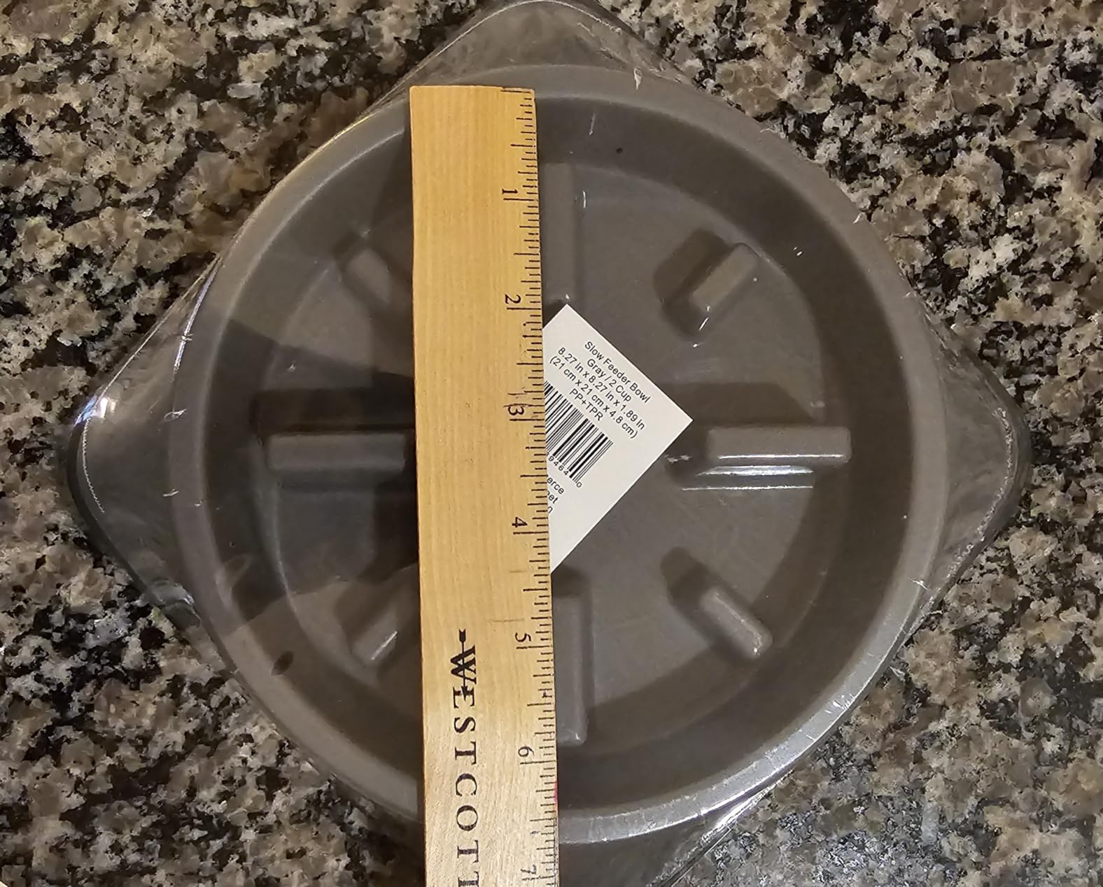 GORILLA GRIP® Patented Slow Feeder Dog and Cat Bowl, BPA Free, 2 Cup Gray customer photo 2