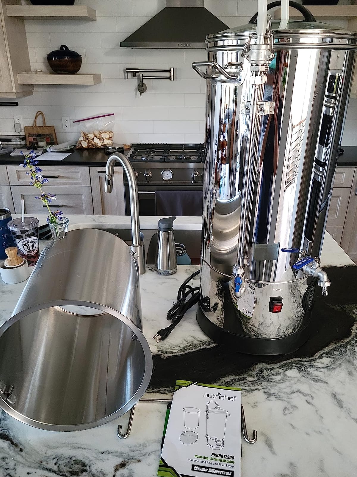 NutriChef All In One Home Beer Brewing Mash and Boil Device with Circulation Pump 5-Piece Maker Machine Set 9 Gallon 1600w Max w/LCD Display Programmable Multi-Step Control System, Stainless Steel customer photo 1