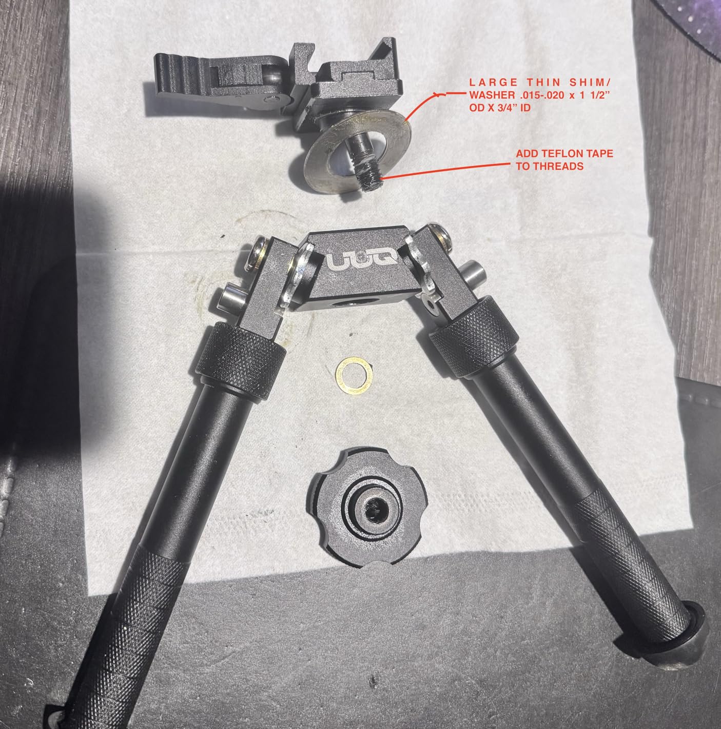 UUQ QV8 6’- 9’Tactical Rifle Adjustable Bipod, CNC Quick Detach Lever for Picatinny Rail Mount(360 Degree Swivel), for Hunting Shooting and Outdoors, w/Spike Feet customer photo 1