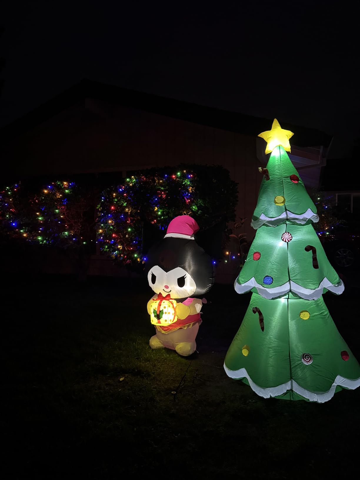 7 FT Tall Christmas Inflatables Tree Decorations Outdoor, Blow up Christmas Tree Yard Decor with LED Lights Star Treetop & Colorful Candy for Xmas Holiday Party Indoor Garden Patio Display Hall Lawn customer photo 1
