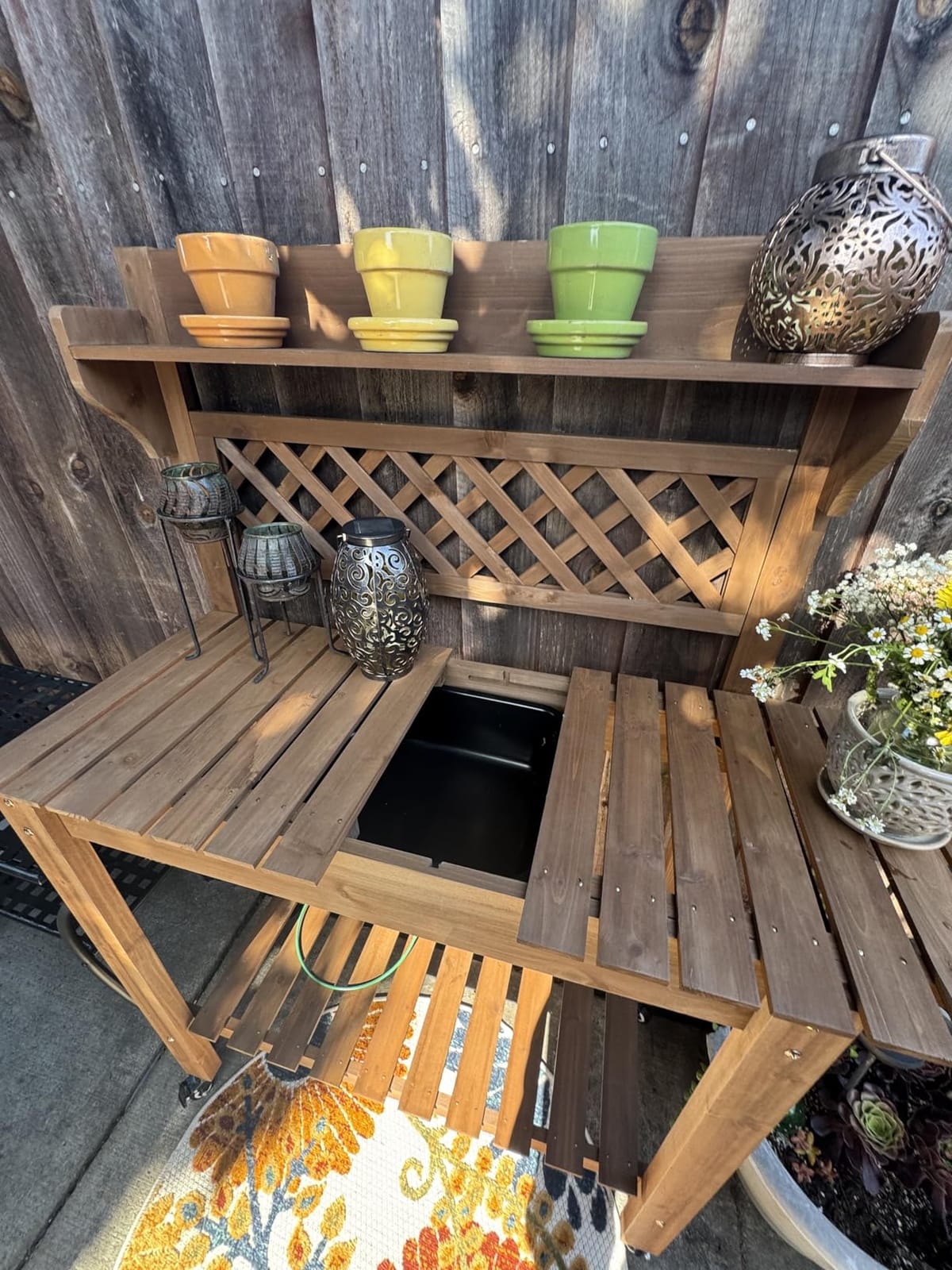 Yaheetech Outdoor Potting Bench with Sink, Garden Table, Lower Shelf,Gray customer photo 2