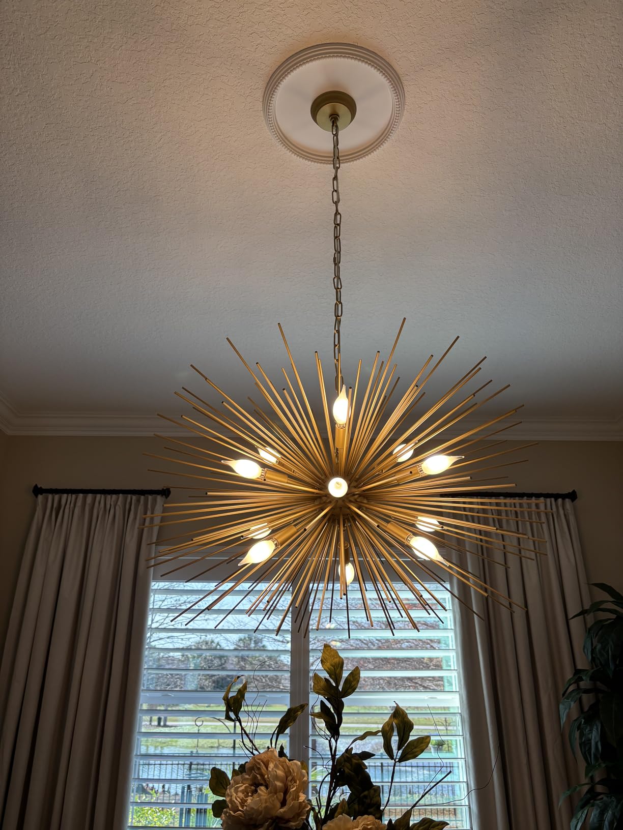 29in 9-Lights Gold Sputnik Chandelier Mid Century Modern Starburst customer photo 2