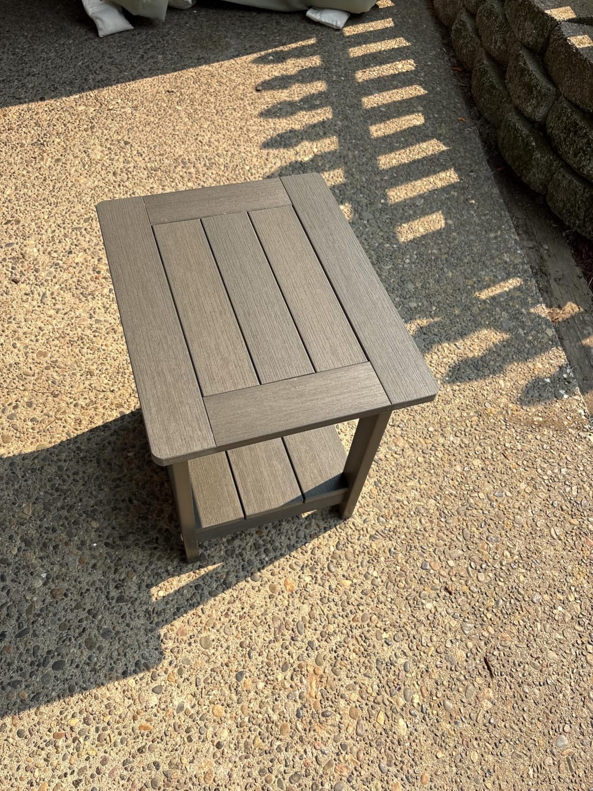 Meluvici Double Adirondack Side Table Weather Resistant, Outdoor Rectangular End Table for Adirondack Chair, Black with Wood Grain customer photo 1