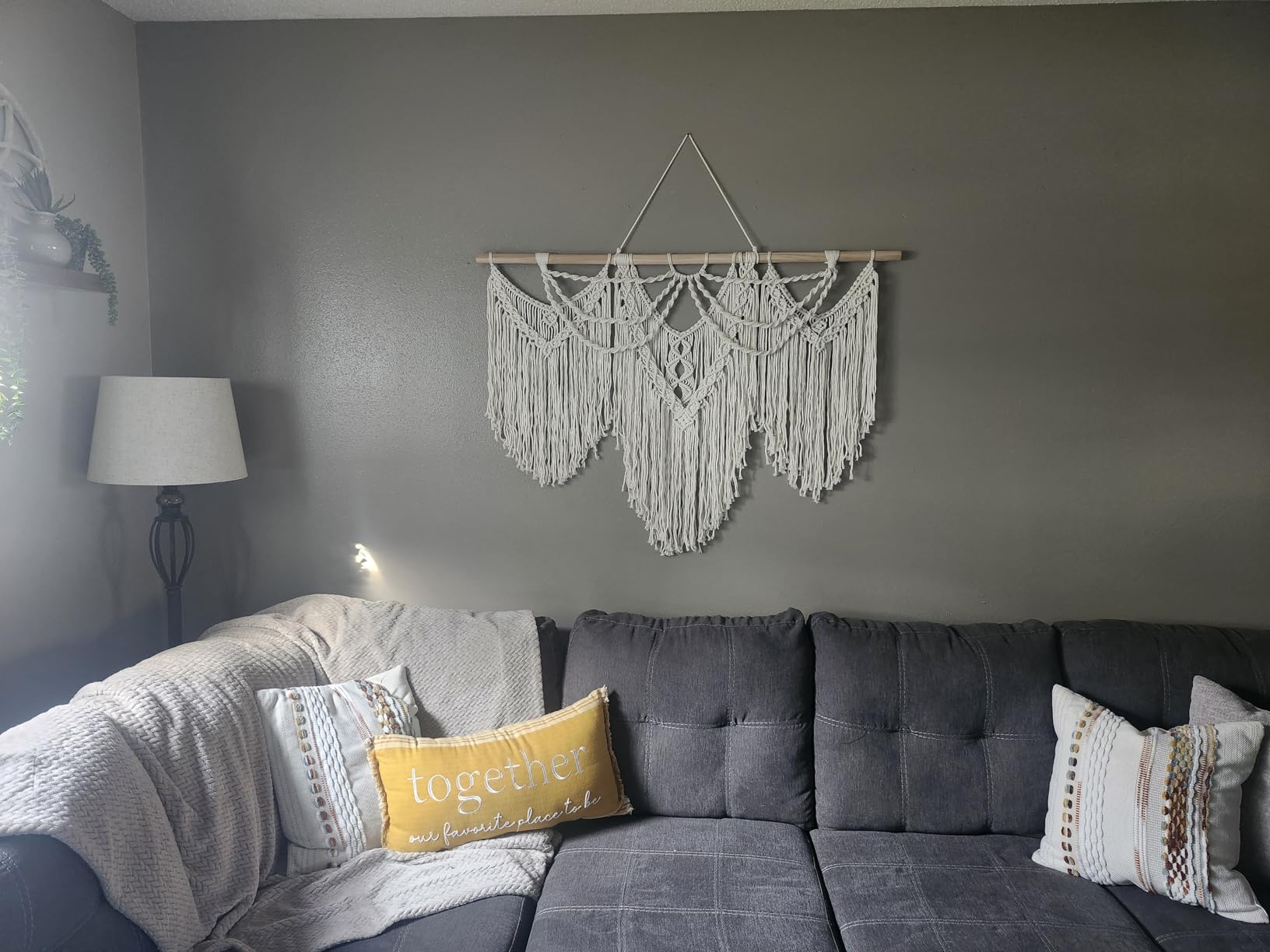 guzhiou large macrame wall hanging - Boho Tapestry Macrame Wall Decor Art- Chic Bohemian Handmade Woven Tapestry Home Decoration for Bedroom Living Room Apartment Wedding Party - 43