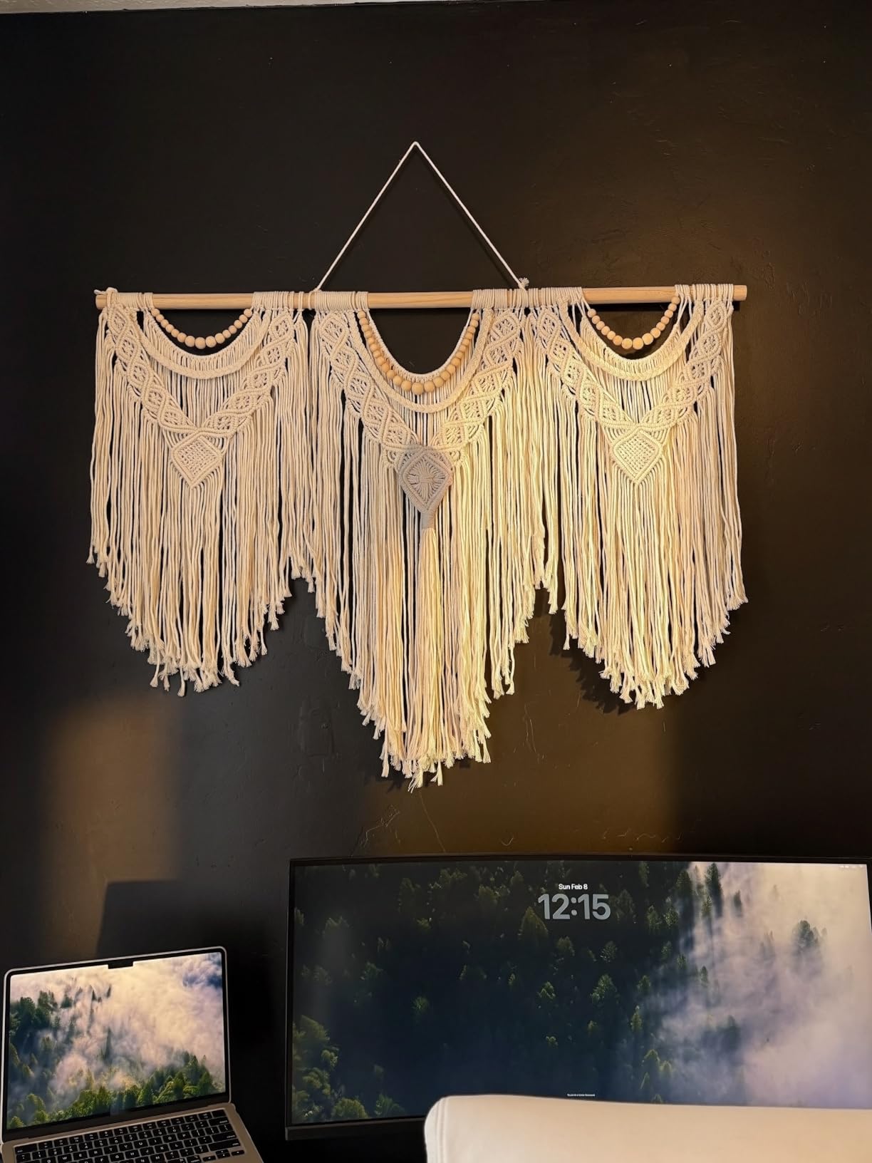 guzhiou large macrame wall hanging - Boho Tapestry Macrame Wall Decor Art- Chic Bohemian Handmade Woven Tapestry Home Decoration for Bedroom Living Room Apartment Wedding Party - 43