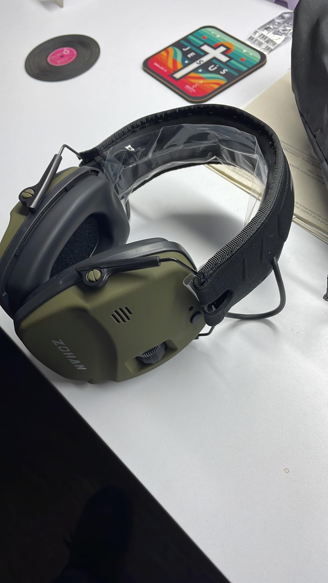 ZOHAN 035 Bluetooth 6.0 Shooting Ear Protection Earmuff, Active Noise Canceling, Hearing Protection with Sound Amplification (Green Bluetooth) customer photo 2