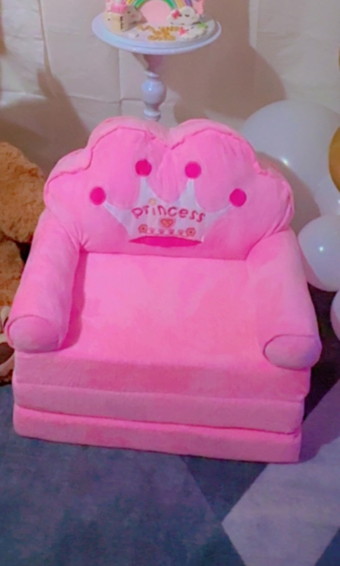 MOONBEEKI Kids Couch Fold Out, Foldable Princess Chair for Toddlers, Pink customer photo 2