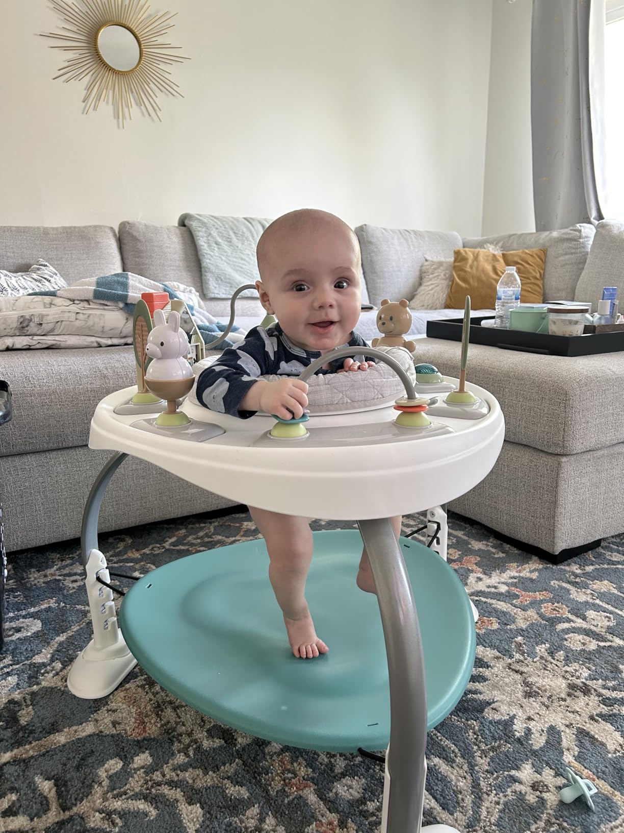 Ingenuity Spring & Sprout 2-in-1 Baby Activity Center Jumper and Table with Infant Toys - Ages 6 Months +, First Forest customer photo 2