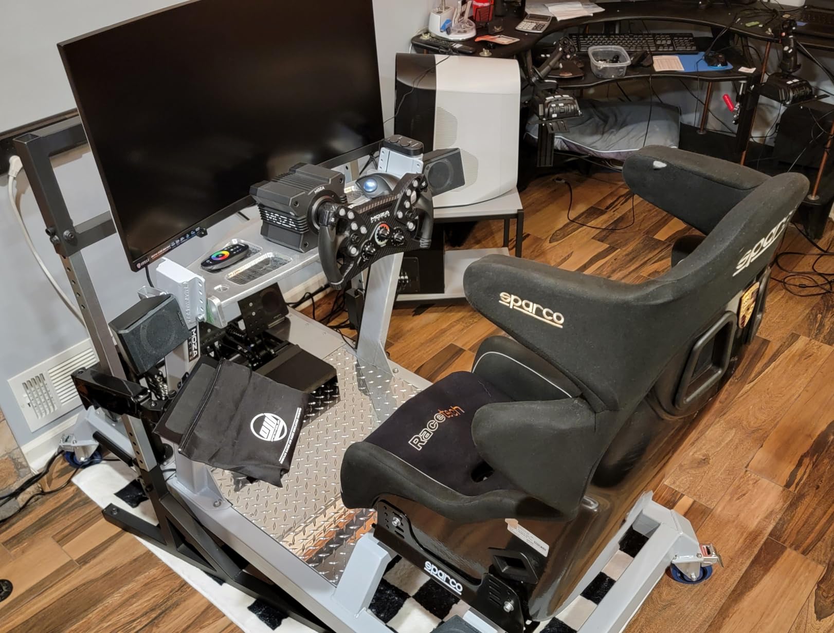 SimFab Monitor Mount Floor Stand for Racing and Flight Simulators | for Monitors up to 100x100mm VESA, 24, 27, 32, 34, 37, 49 Ultra Wide customer photo 1
