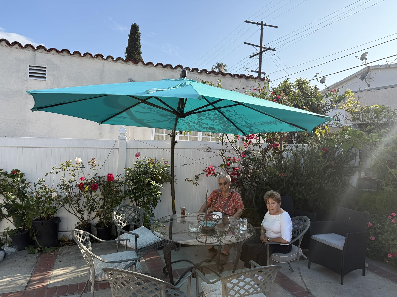 LAUSAINT HOME Outdoor Patio Umbrella with Base included, 11 FT Deluxe Curvy Cantilever Umbrella Heavy Duty Offset Hanging Umbrella with 360° Rotation for Market, Pool, Garden, Backyard, Deck (Beige) customer photo 1