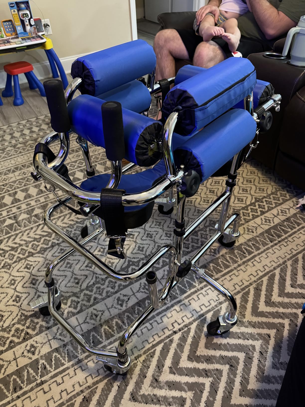 6-Wheel Kids Walker, Anti-Tilt Foldable Belt Seat Adjustable Height & Width customer photo 2