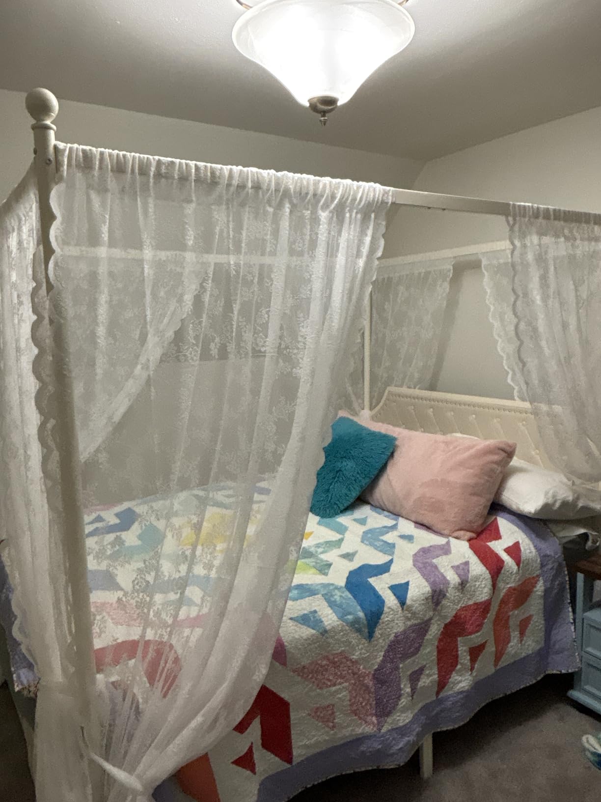 White Canopy Bed Curtain for Queen Bed, Soft Sheer Bed Canopy Scarf for Girls Adults (Queen, White) customer photo 2
