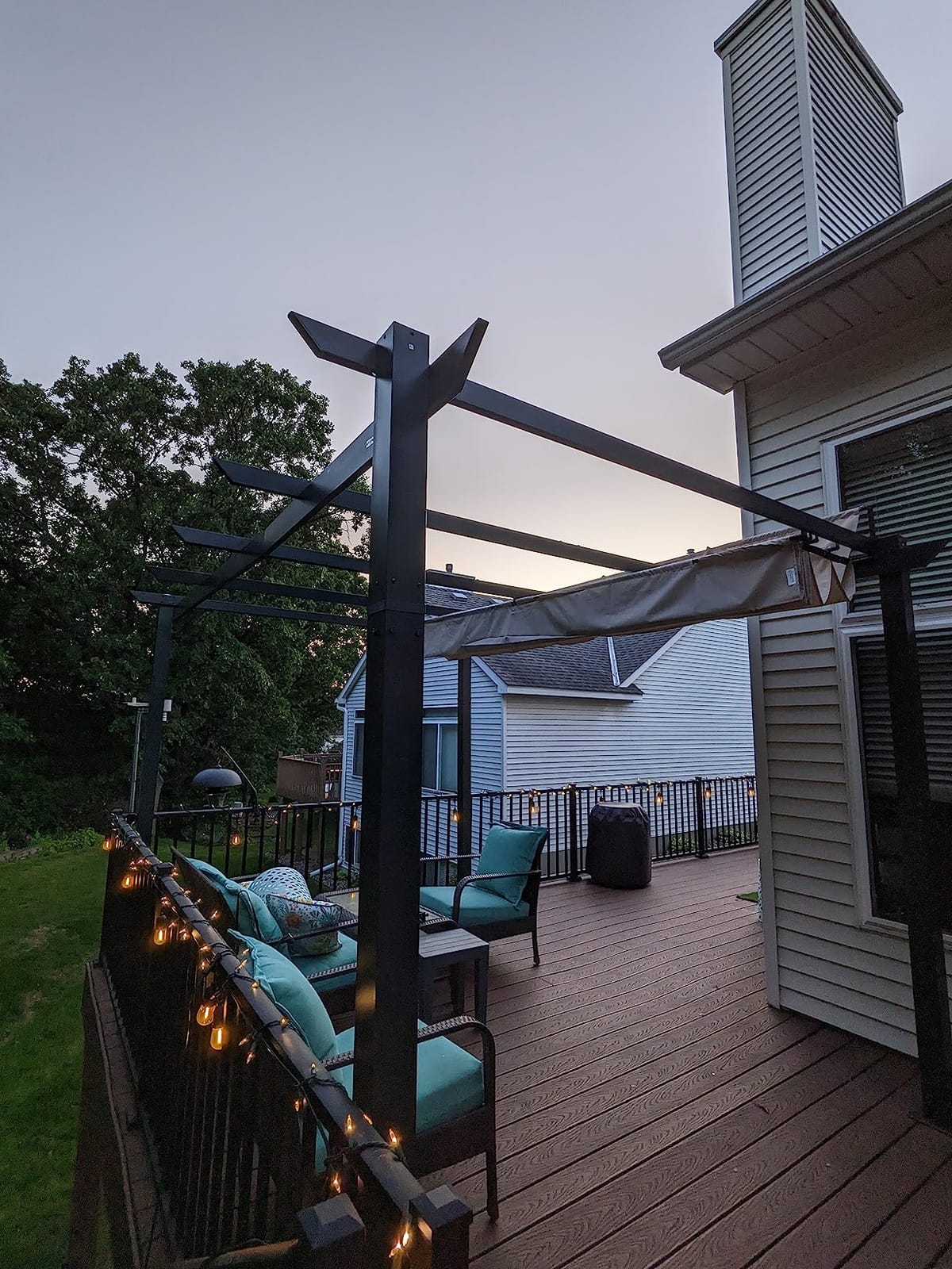 Domi 11’ X 16’ Outdoor Retractable Pergola with Weather-Resistant Canopy Aluminum Garden Pergola Patio Grill Gazebo for Courtyard customer photo 2