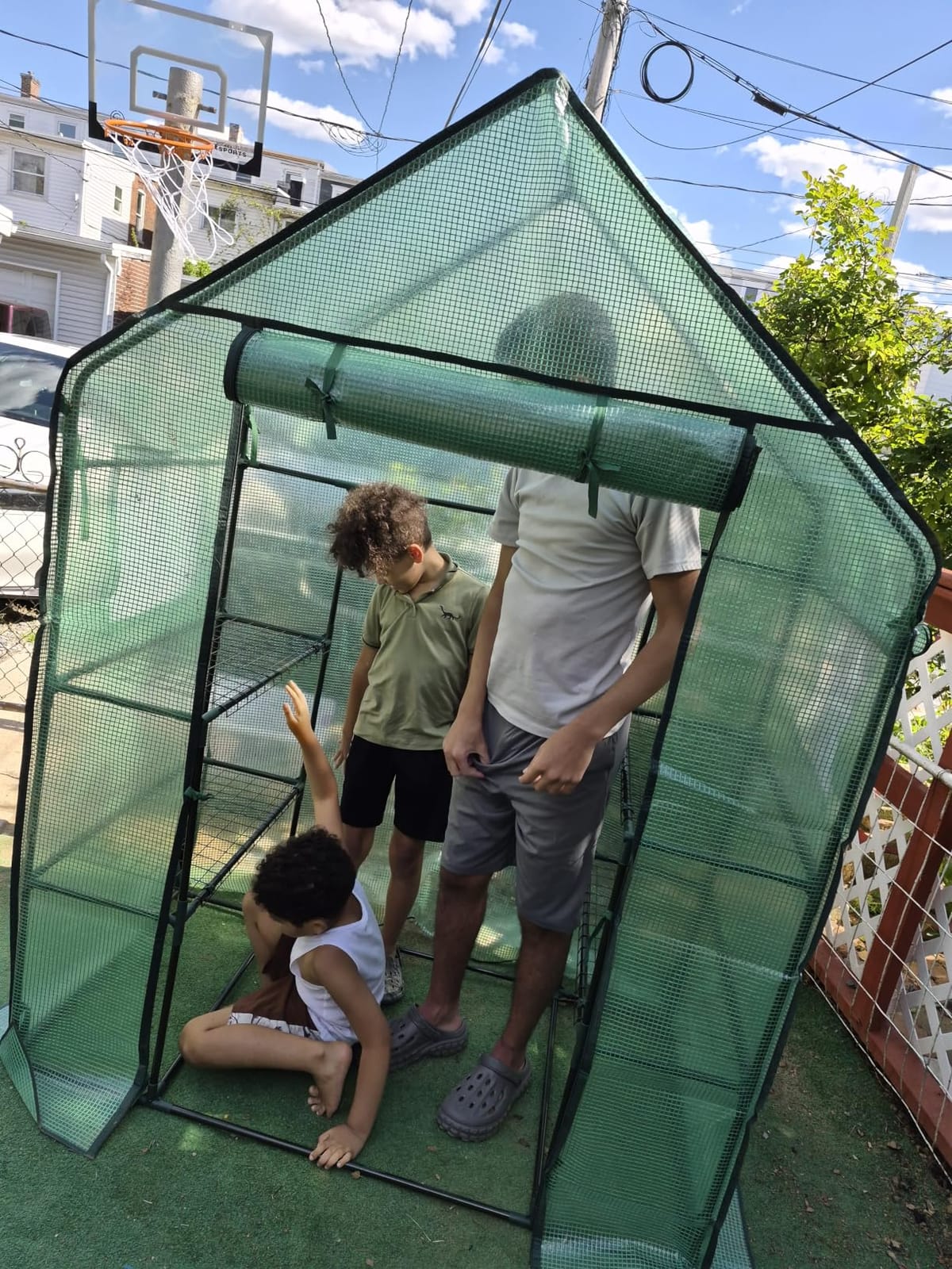 Greenhouse for Outdoors with Screen Windows, Ohuhu Upgraded 4 Tiers 11 Shelves Walk-in Greenhouses with Durable PE Cover, Outside Garden Plastic Green House with Ground Pegs & Ropes for Stability customer photo 2