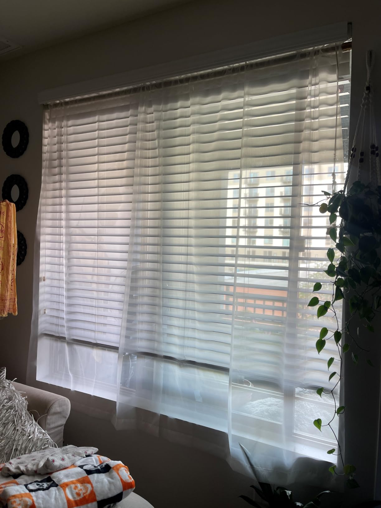 OWENIE White Sheer Curtains 84 inches Long 2 Panels Set, Sheer White Curtains for Living Room/Bedroom, Rod Pocket Voile Sheer Panel Drapes, 2pcs, Each 42