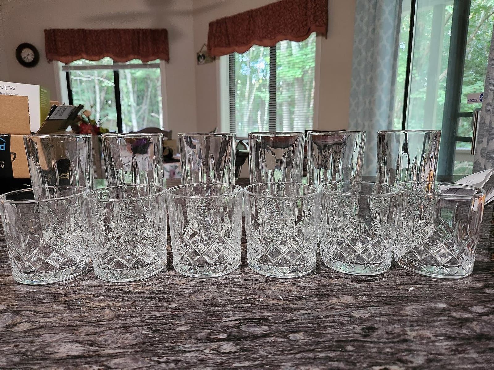 Drinking Glasses, 12 Piece Crystal Glass Cups, Mixed Glassware Set, 6 pcs Crystal Old Fashioned 11oz Highballs and 6 pcs 11oz Whiskey Glasses, Great for Cocktail, Whisky and other Beverages customer photo 1