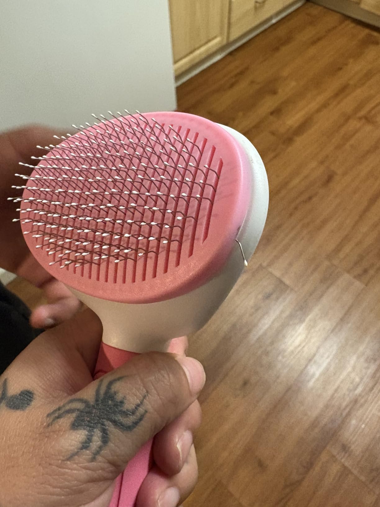 Self Cleaning Slicker Brush, Cat Brushes for Indoor Cats with Metal Comb, Dogs Cats Hair Brushes for Shedding, Pet Kitten Grooming Tool with Release Button for Long or Short Hair by KALAMANDA(Blue) customer photo 2