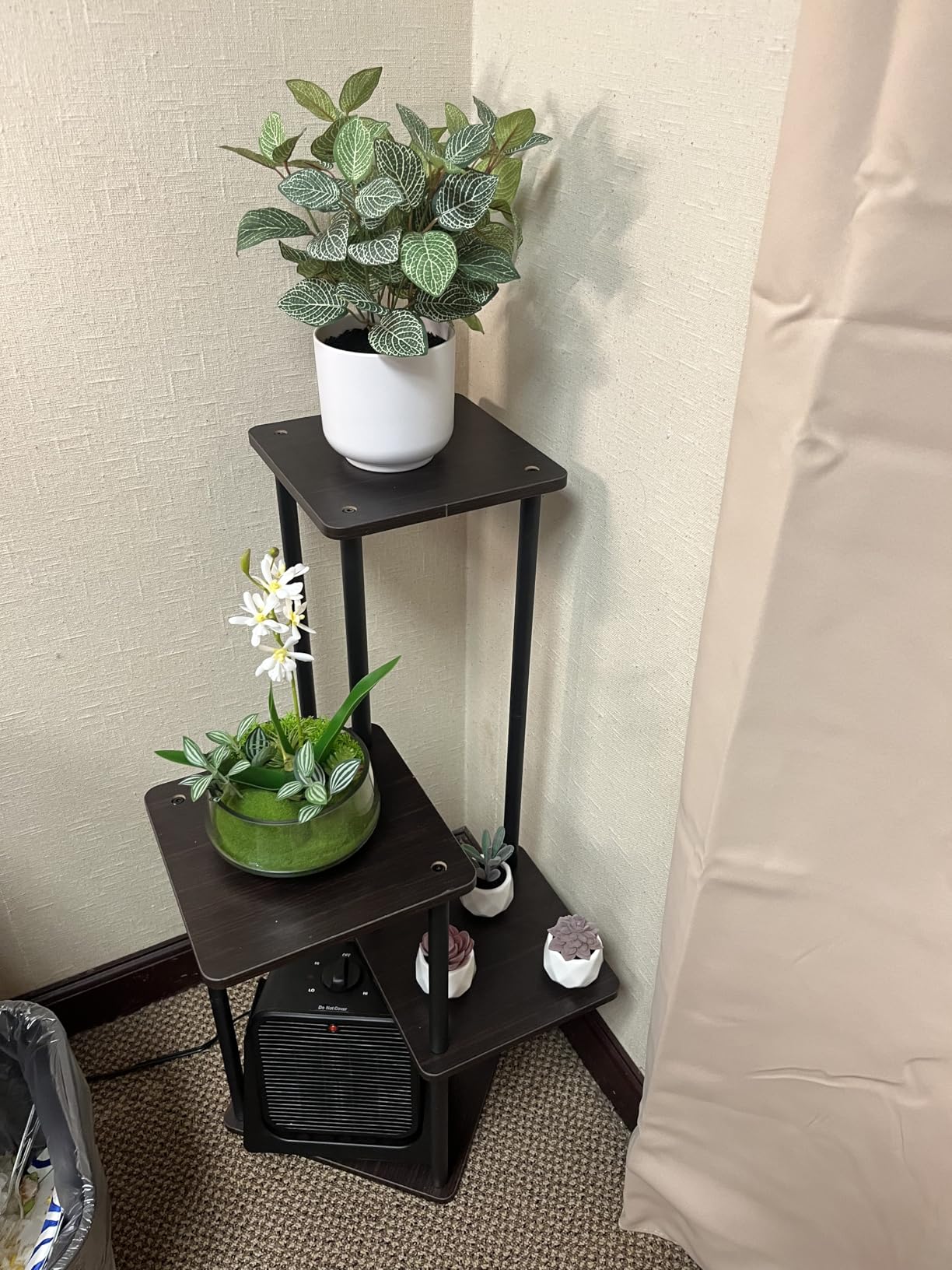 AZERPIAN 5 Tier Tall Plant Stand Indoor Corner Tiered Shelf Metal MDF Board | Sturdy Metal Frame,Space-saving Tiered Design Display Multiple Plants,Modern Style for Home,Balcony,Office Black+Rustic Brown customer photo 2