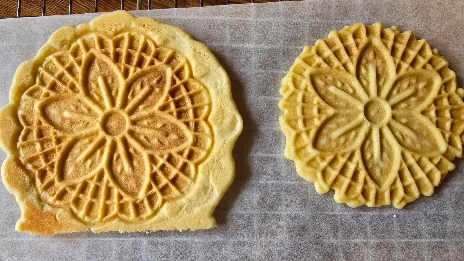 FineMade Pizzelle Maker with Non-Stick Coating, Electric Pizzelle Cookie Baker Press with Snowflake Pattern, Make Two 4 Inch Traditional Italian Waffle Cookies at Once, Recipe Included customer photo 2