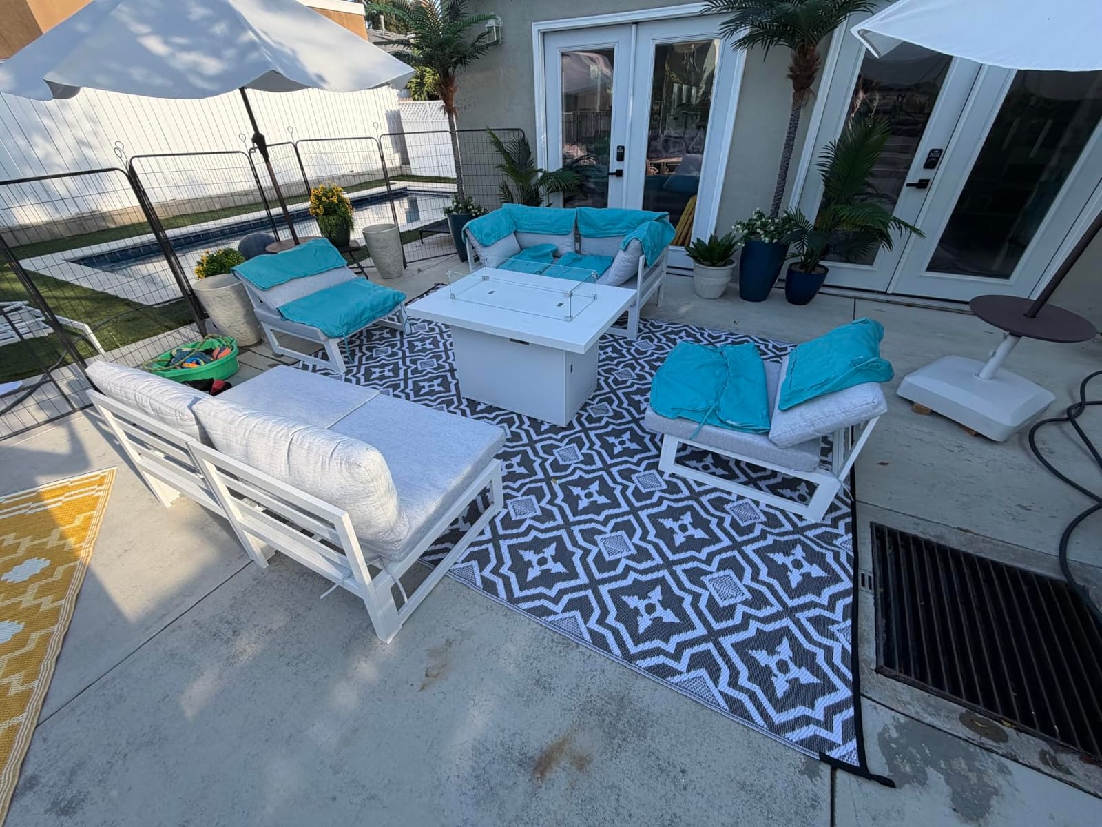 NICESOUL 7 Piece White Powder-Coated Aluminum Patio Furniture with Fire Pit Table, 29 Inch Extra Wide Outdoor Sectional Sofa for 6, High-End Heavy Duty L-Shaped Large Couch for Backyard, Light Gray customer photo 2