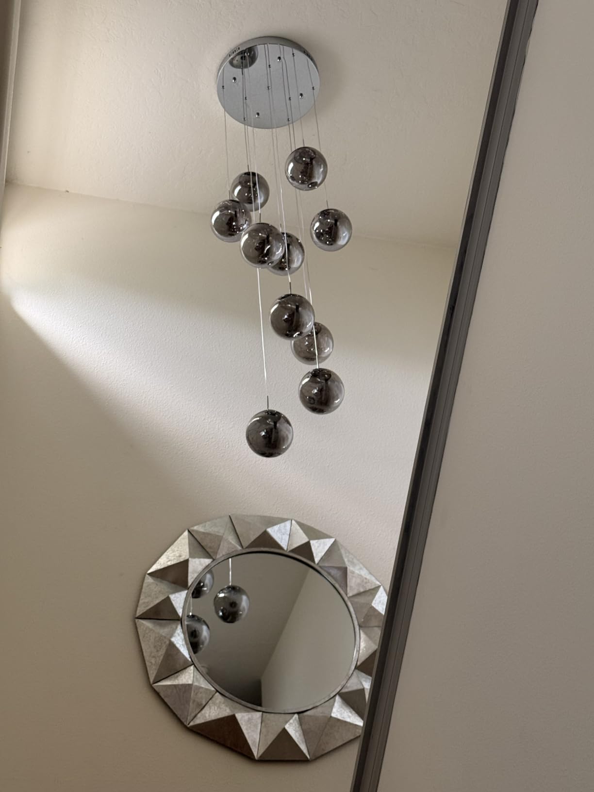 10-Light LED Staircase Chandelier Crystal Ceiling Lights Large Chandeliers for High Ceilings, Entryway Modern Lighting Fixture Villas and Stairs, Adjustable Length 16