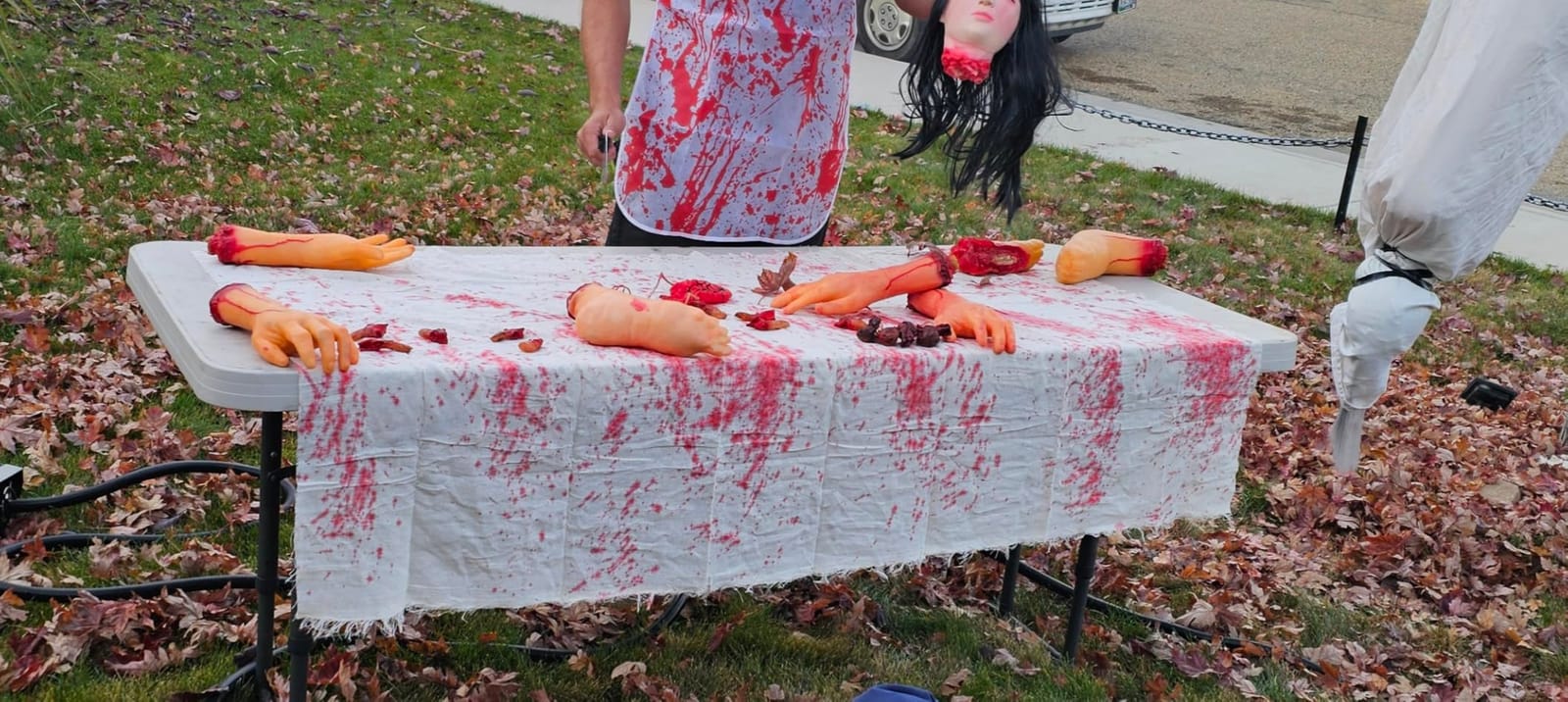 5.4ft Halloween Decorations Outdoor Props - Scary Hallowmas Back from The Grave Dead Victim Prop for Haunted House Party Decor(Assembly Needed) Red customer photo 1