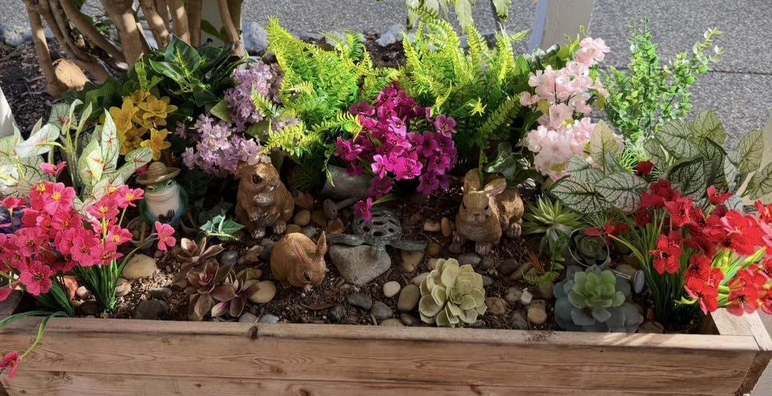 Bunny Decor Set of 3 Resin Easter Garden Statues Outdoor Indoor Home Yard customer photo 2
