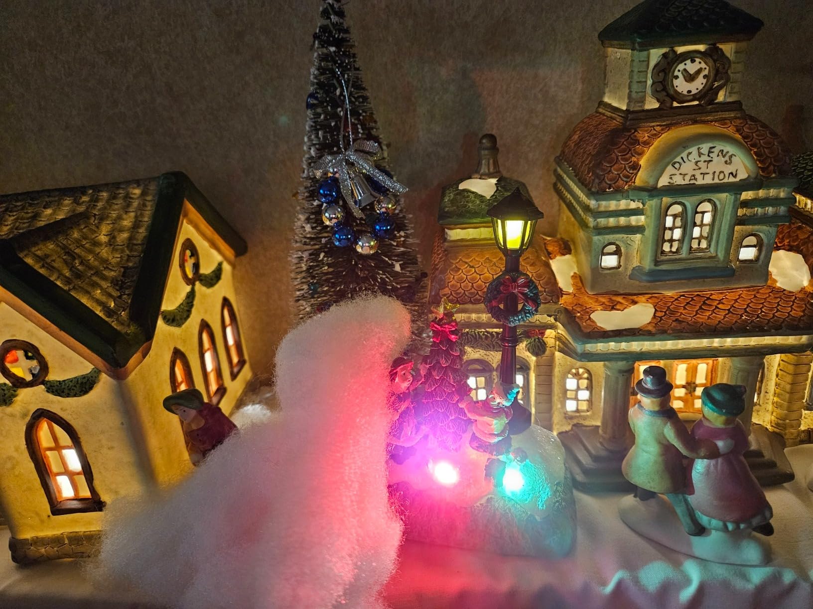 Karenhi 2 Pcs Christmas Village Set with LED Light Figurines,Rustic Style | Santa Snowman Angel Scene, Resin Holiday Centerpiece, Xmas Ornament for Home Mantel Display, Winter Table Accessories customer photo 1