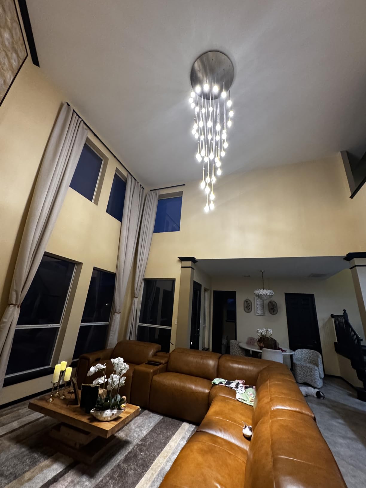 ykolupty H138''Modern Crystal Chandelier for High Ceiling,Large Spiral Crystal Chandeliers,Luxury Raindrop Foyer Chandeliers,Hanging Pendants Lighting for Entryway, Staircase,Hallways,Living Room customer photo 1