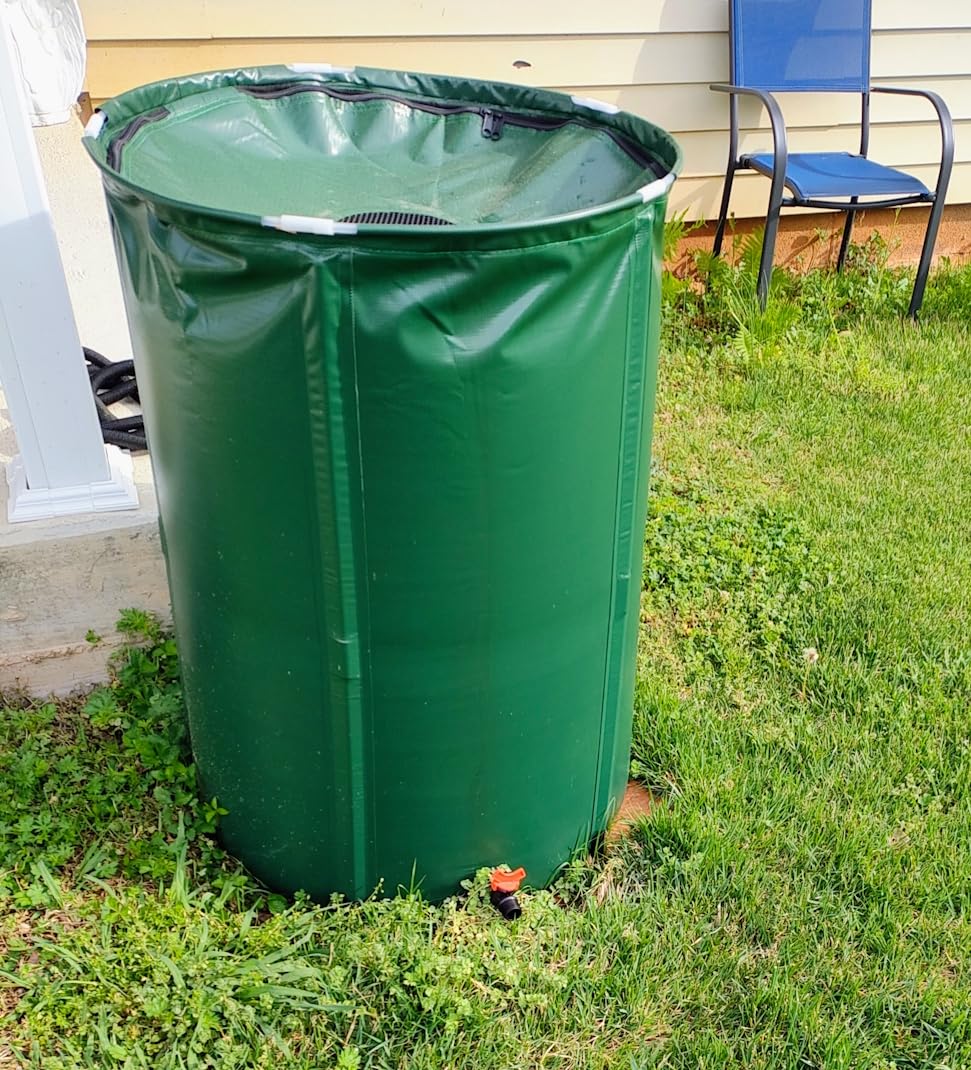 VINGLI Upgraded 100 Gallon Collapsible Rain Barrel, Portable Water Storage Collection System, Weather Proof Sturdy Tank Catcher Container with Filter Spigot Overflow Kit Black customer photo 1