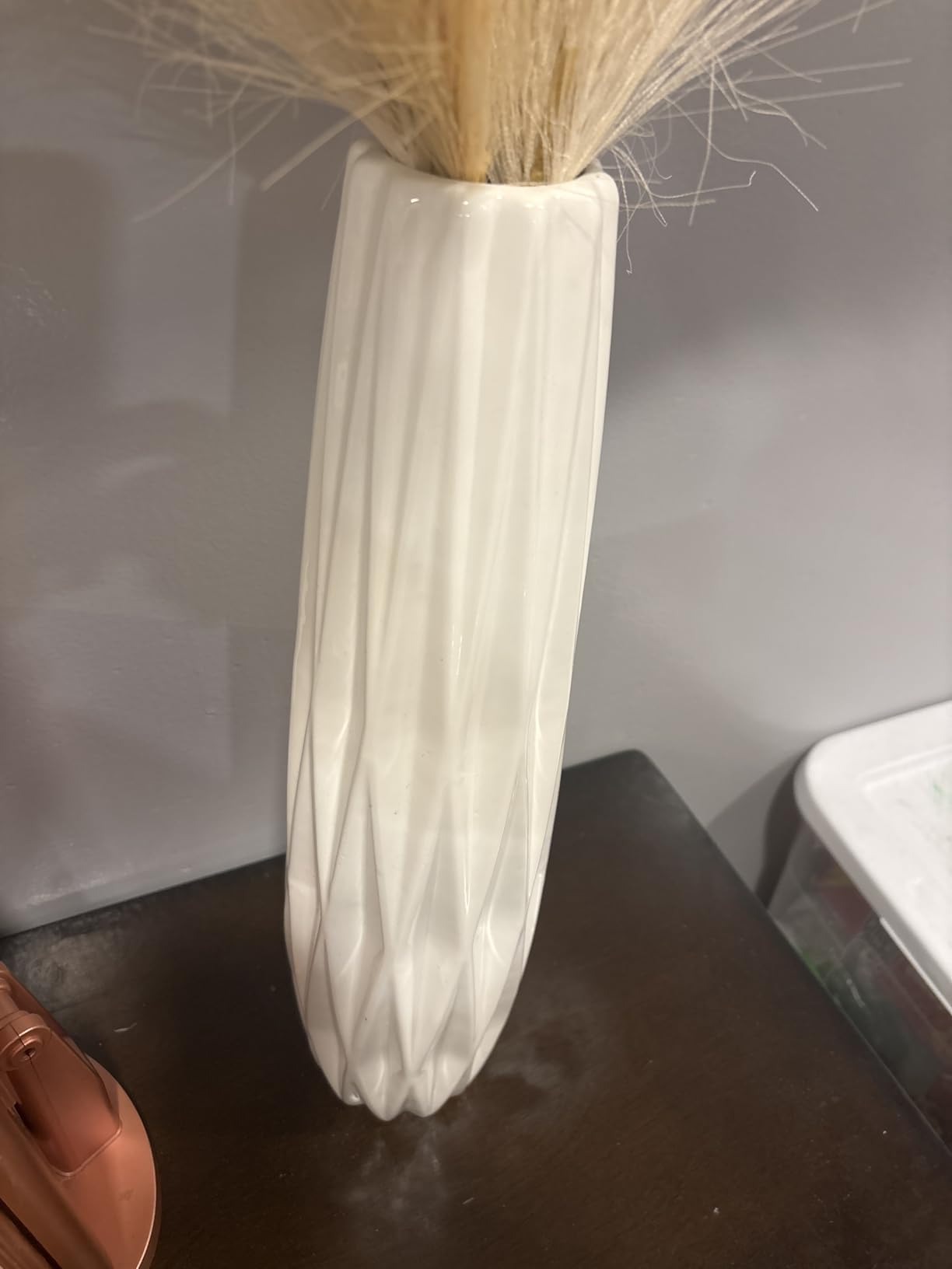 Large White Ceramic Vase, 17.7
