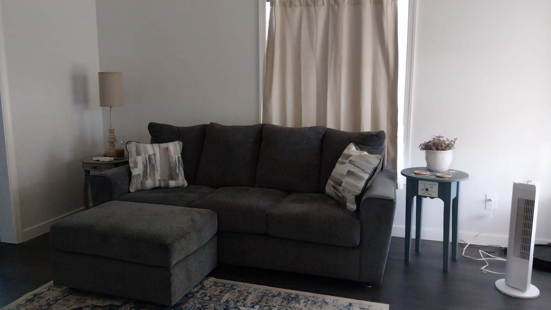 Signature Design by Ashley Gray Chenille Sofa, Easy Assembly, Stairatt customer photo 2