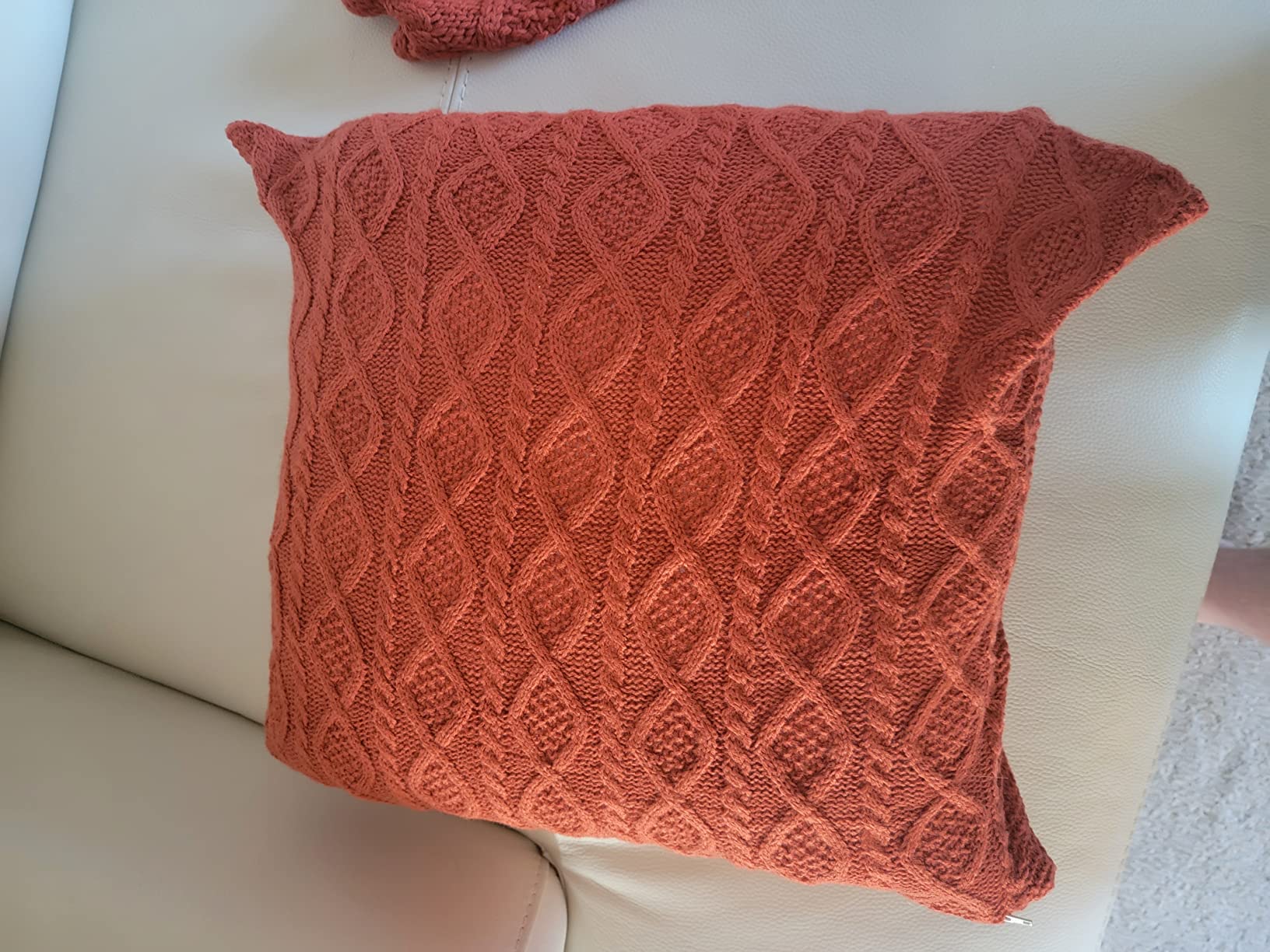Homiest Cream White Cable Knit Throw Blanket Set of 3, with 2 Pillow Covers customer photo 2