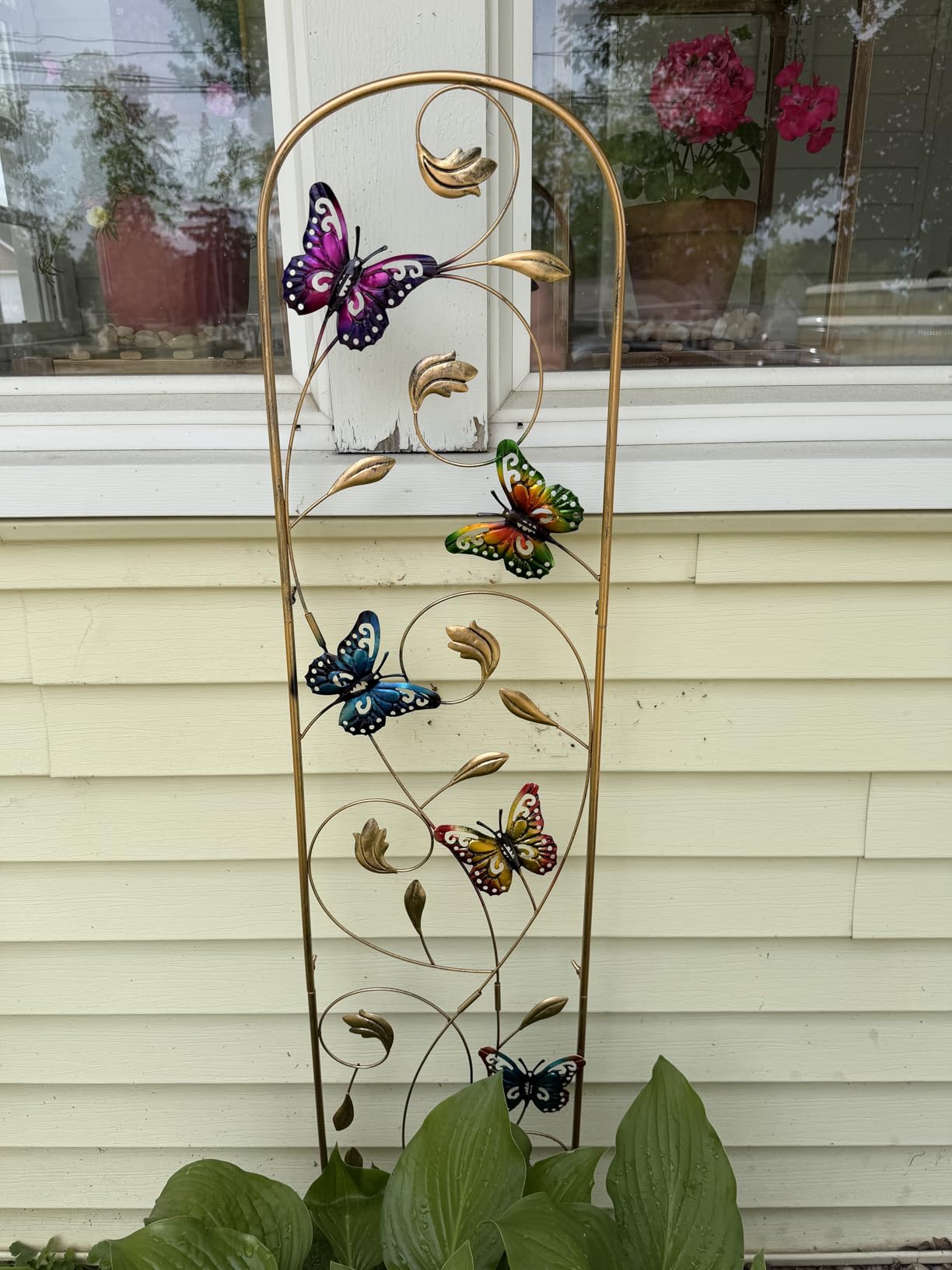 SUNNYPARK Set of 2 Butterfly Metal Garden Trellis for Climbing Plants, Decorative Vegetables Flowers Vine Trellis for Outdoor Patio 60'' H x 11'' W | 60 Inch High, Decorative with Butterflies, Easy Assembly Arched Fence Trellis Flower Lvy plants for Lawn, Yard, Backyard customer photo 2