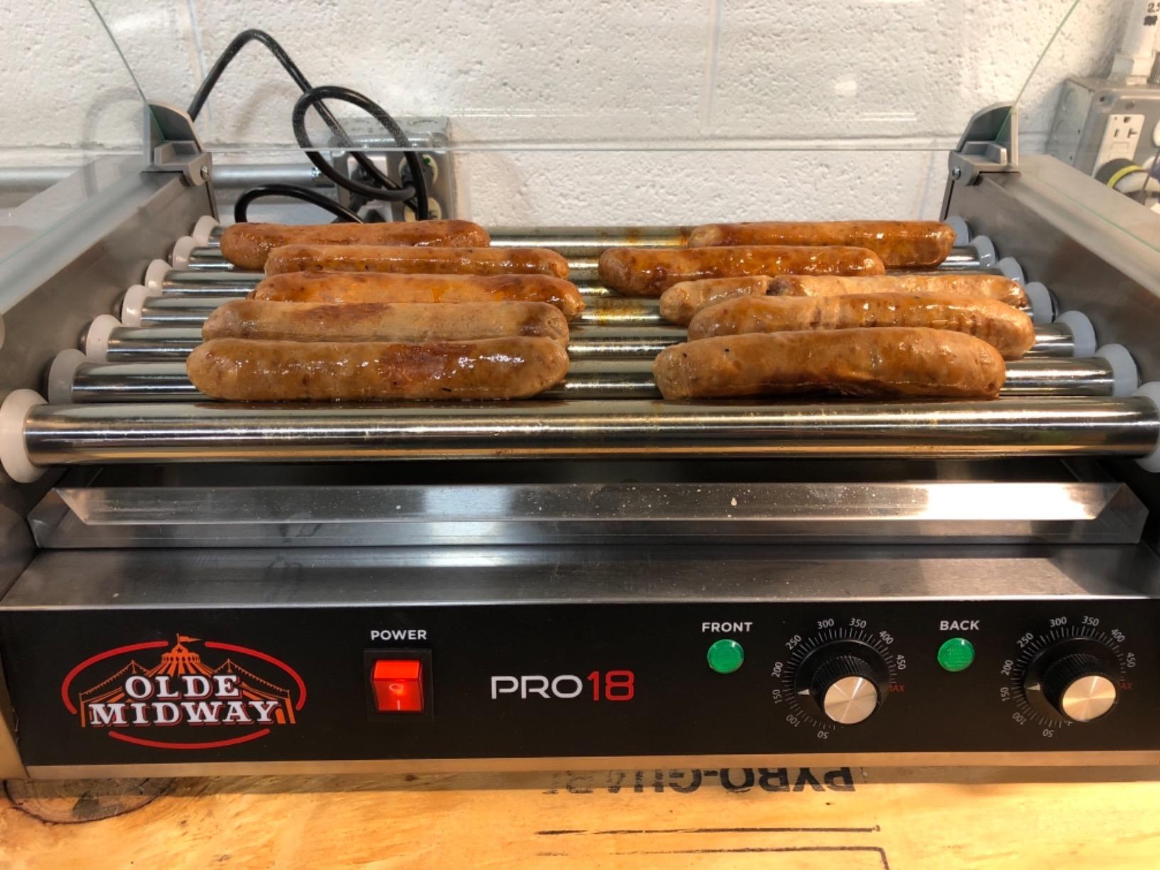 Olde Midway Electric 24 Hot Dog 9 Roller Grill Cooker Machine with Cover 1200-Watt - Commercial Grade customer photo 2