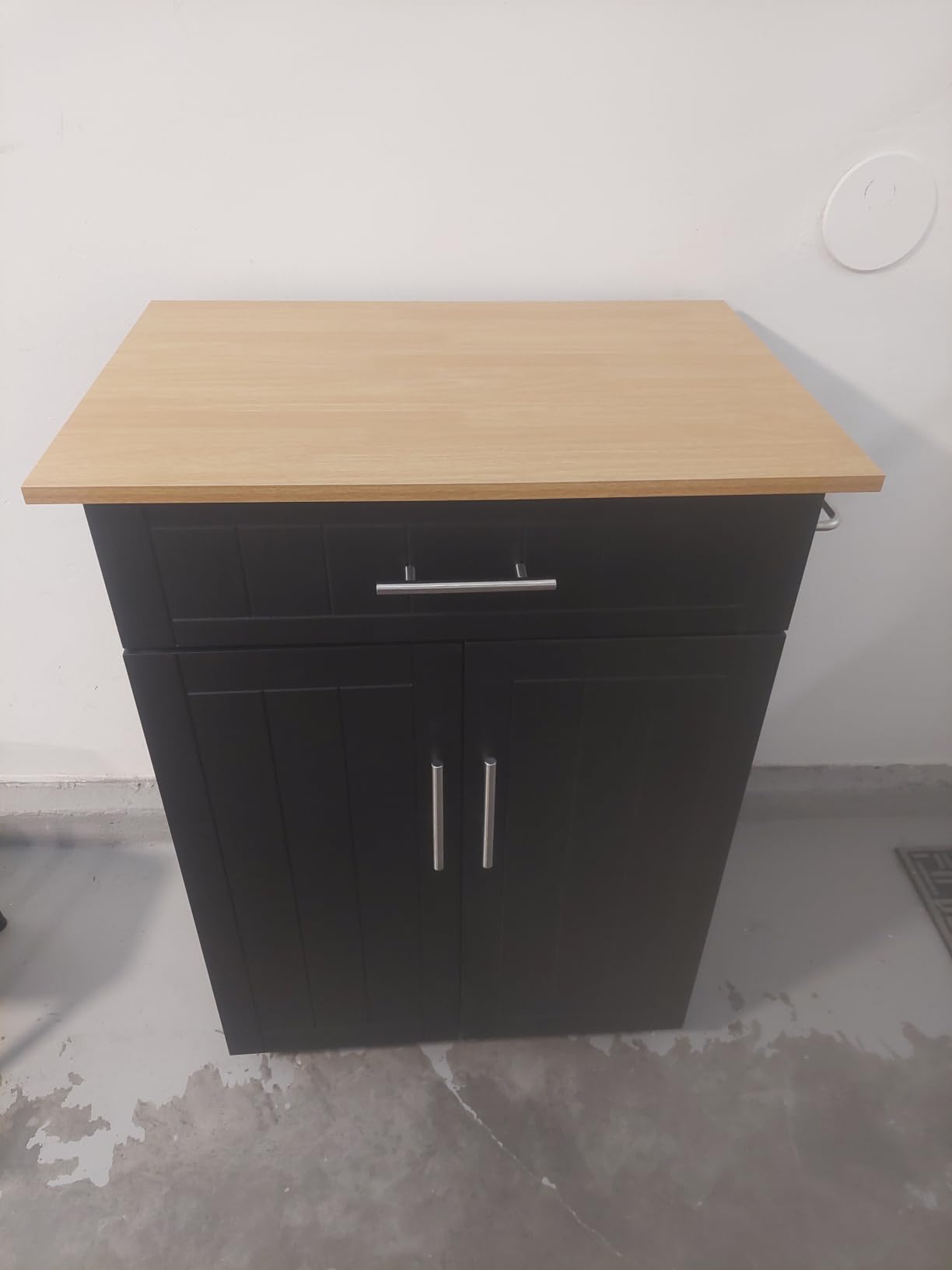Shintenchi Kitchen Island Cart with Storage,Rolling Side Table on Wheels with Worktop,Single Door Cabinet and Drawer for Dinning Room, White customer photo 1