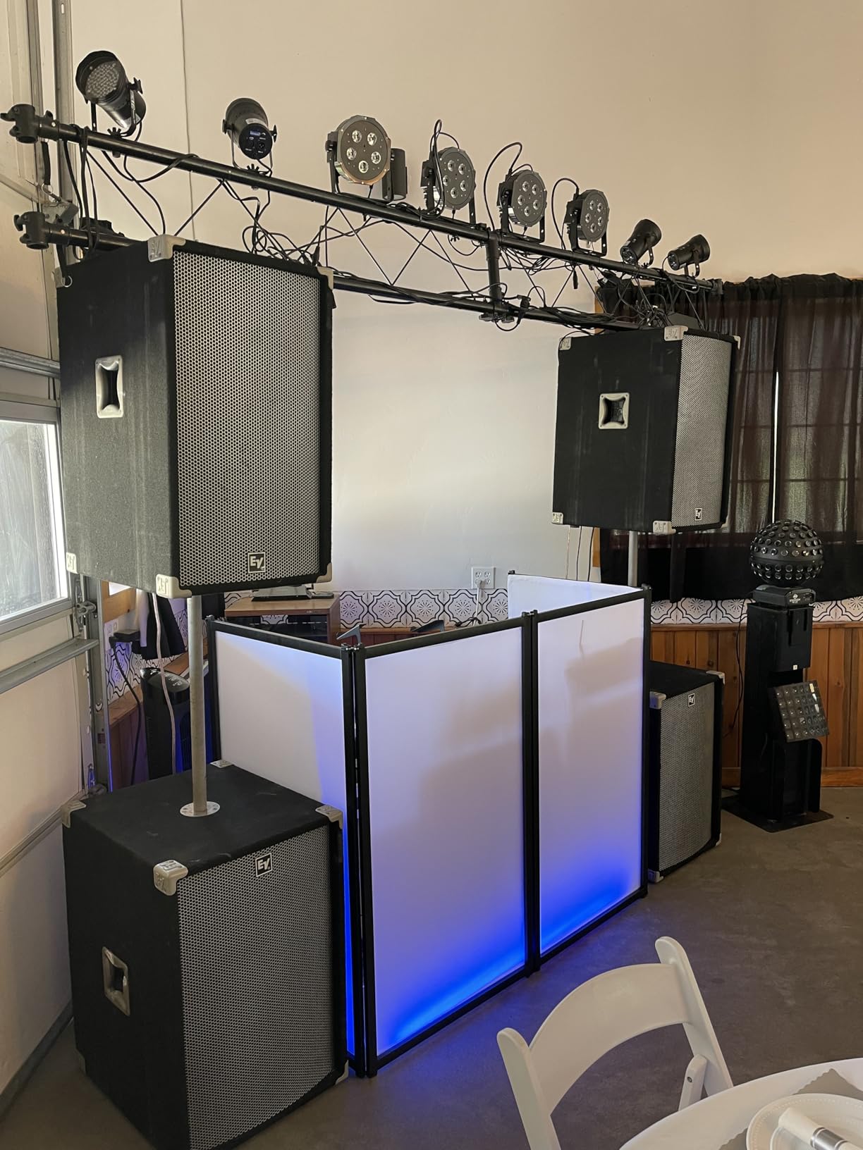 PRORECK DJ Foldable Facade Portable Event Booth Panels 4 Detachable Black Metal Frame Projector Display Scrim Panel with Carry Bag (black and white) customer photo 1