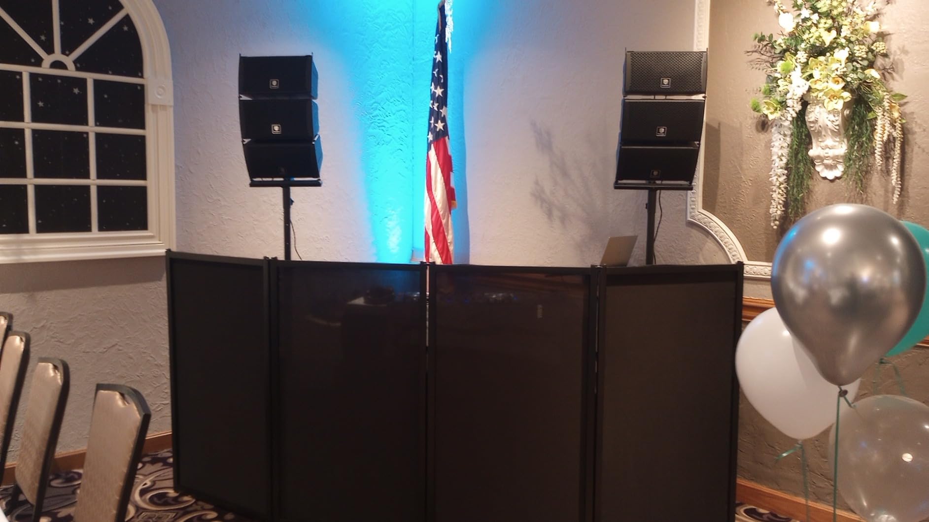 PRORECK DJ Foldable Facade Portable Event Booth Panels 4 Detachable Black Metal Frame Projector Display Scrim Panel with Carry Bag (black and white) customer photo 2