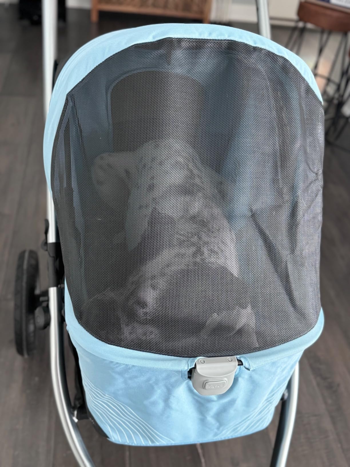 ibiyaya The Beast Pet Jogging Stroller for All Terrains, 3-Wheel Dog Carrier with Double Breaks, Zipperless Large Stroller for Running & Hiking, Multiple Small Dogs, Medium Dogs, or Cats (Flash Grey) customer photo 2