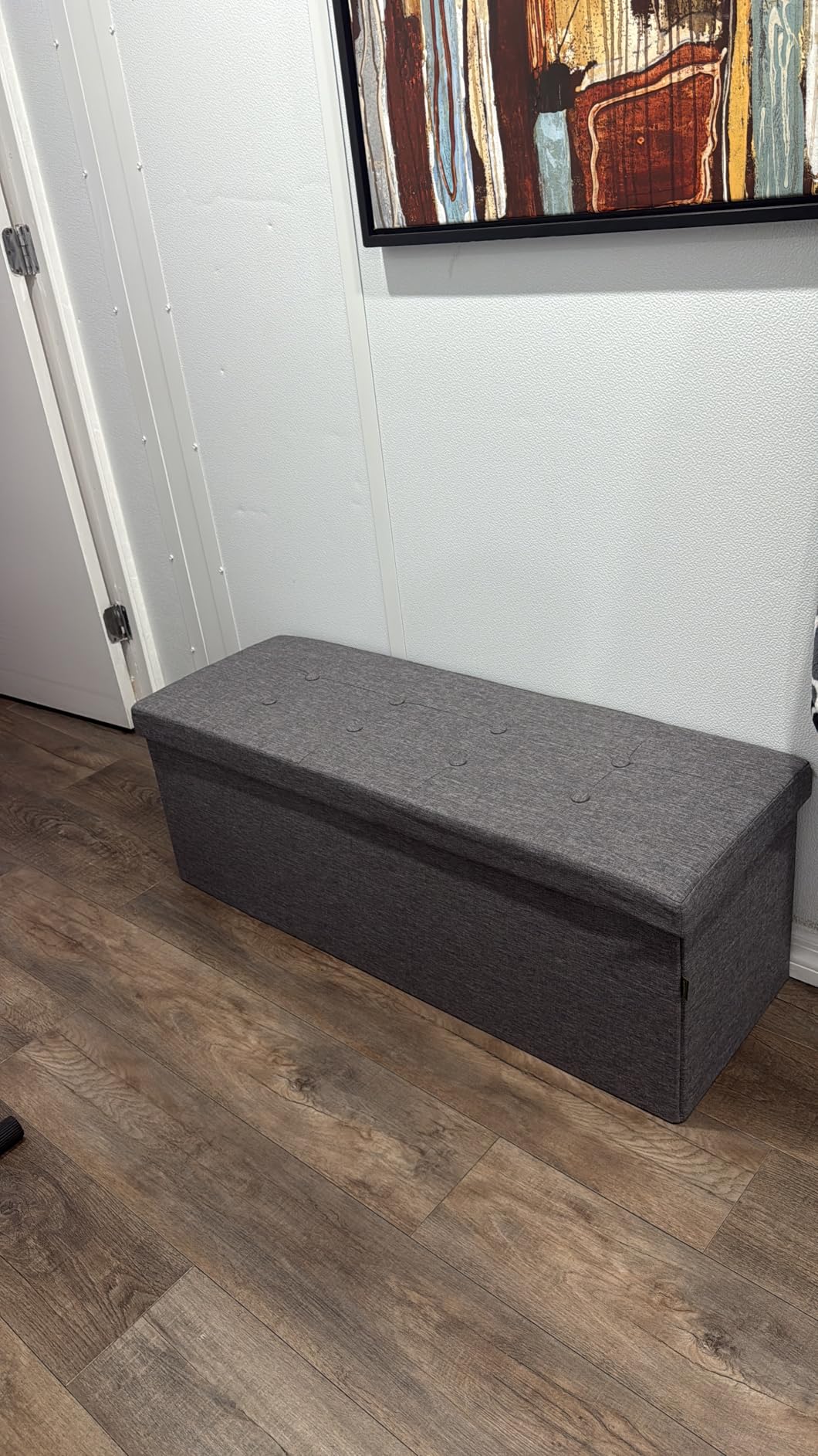 GLAXYFUR 43 Inches Folding Storage Ottoman Bench, Storage Chest, Grey customer photo 1