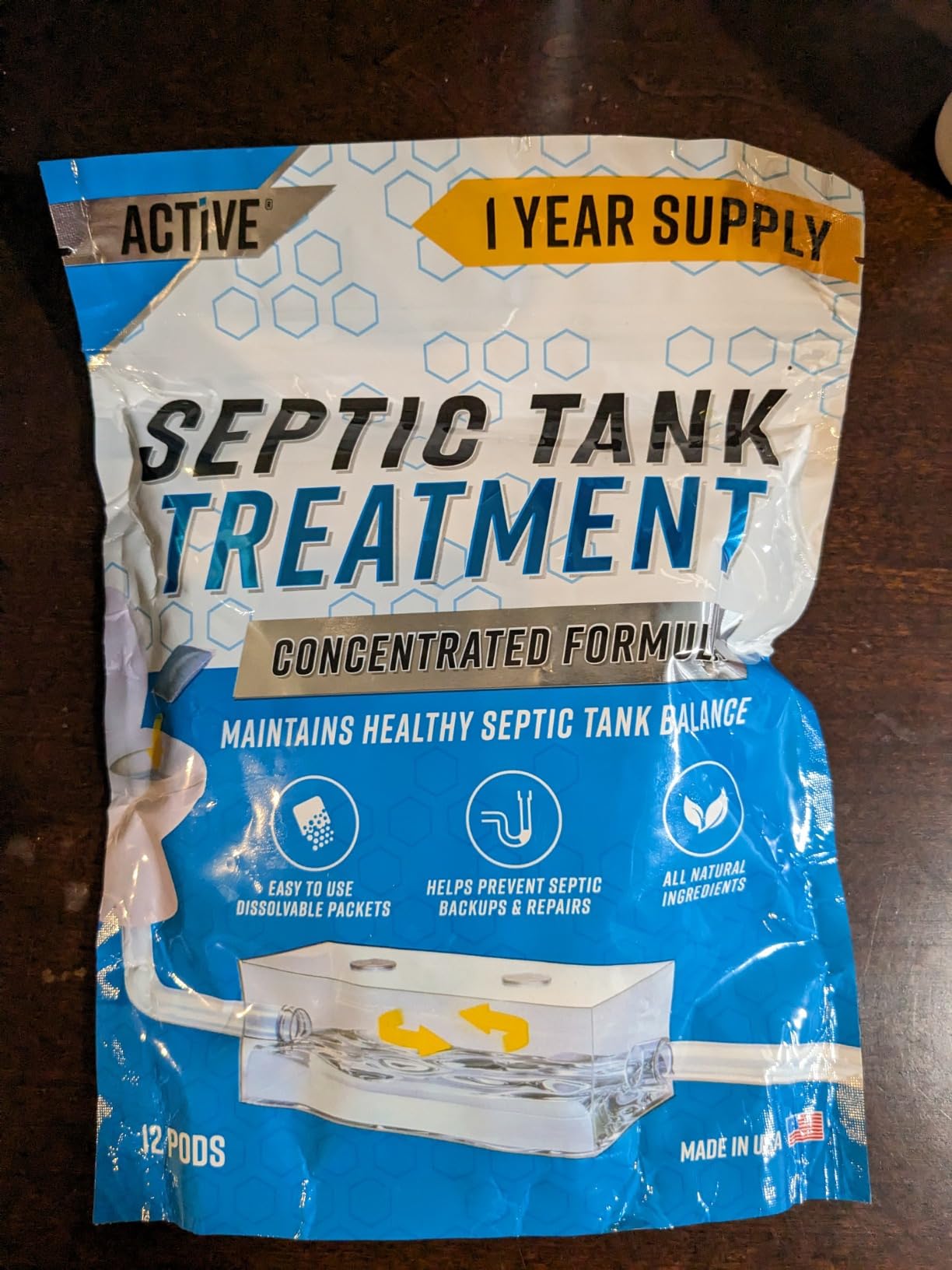 Septic Tank System Treatment Pods - 12 Dissolving Packets | Enzyme-Producing Live Bacteria Solution | 1 Year Supply Professional Eco-Friendly Maintenance | Prevent Clogs, Odor & Backups | Made in USA customer photo 1